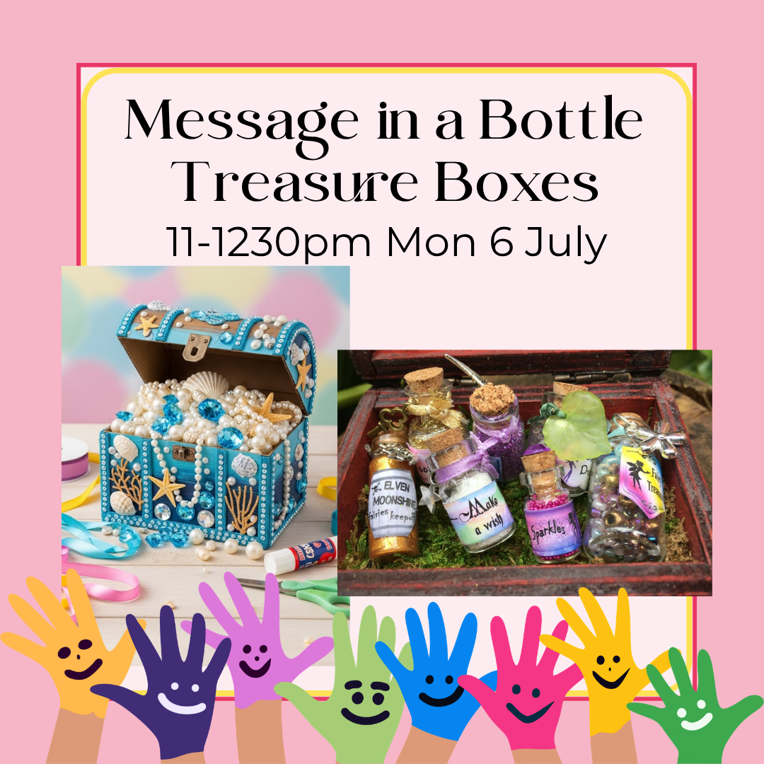 Message in a Bottle Treasure Boxes | Kids School Holiday Art Workshop Wagga Wagga