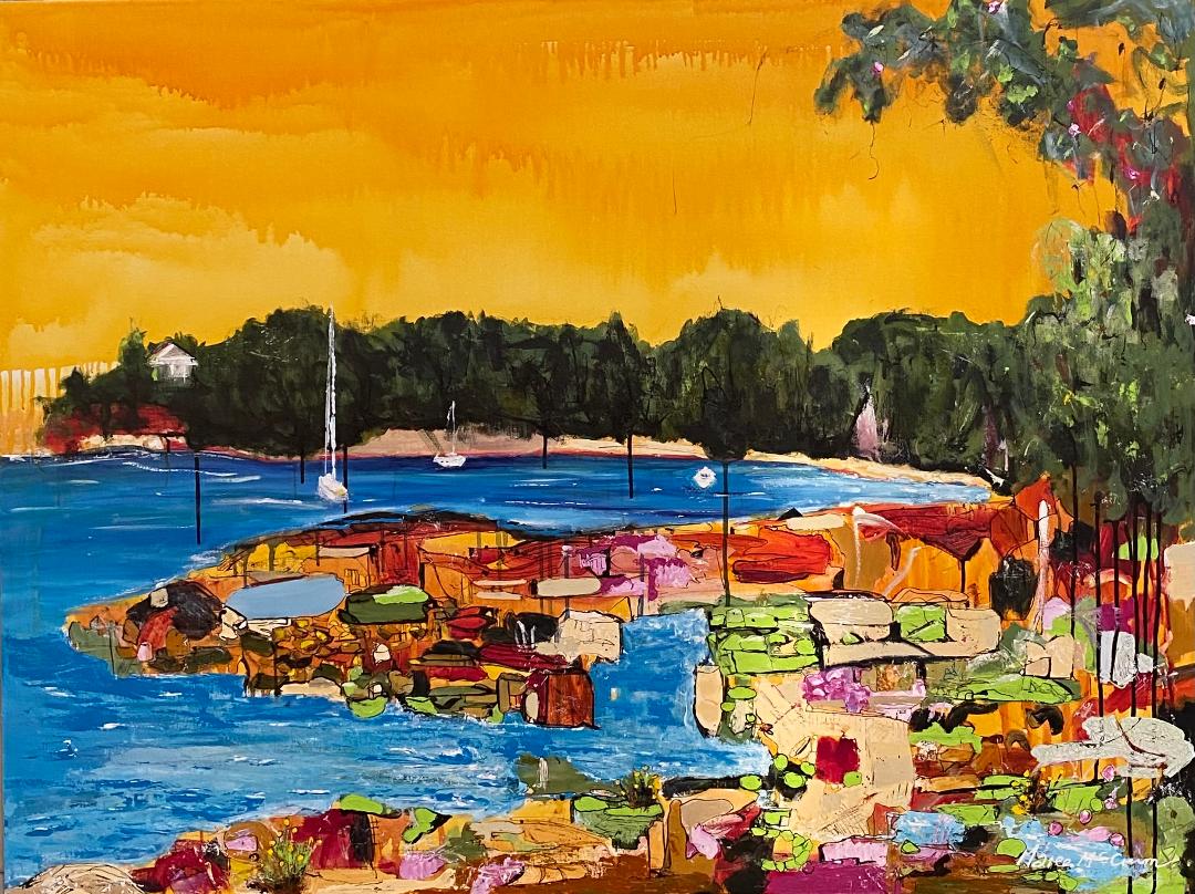 Maree McCrum’s new Sydney beach series debuts at the Affordable Art Fair—vibrant mixed media works blending her Riverina roots with Bronte and La Perouse.