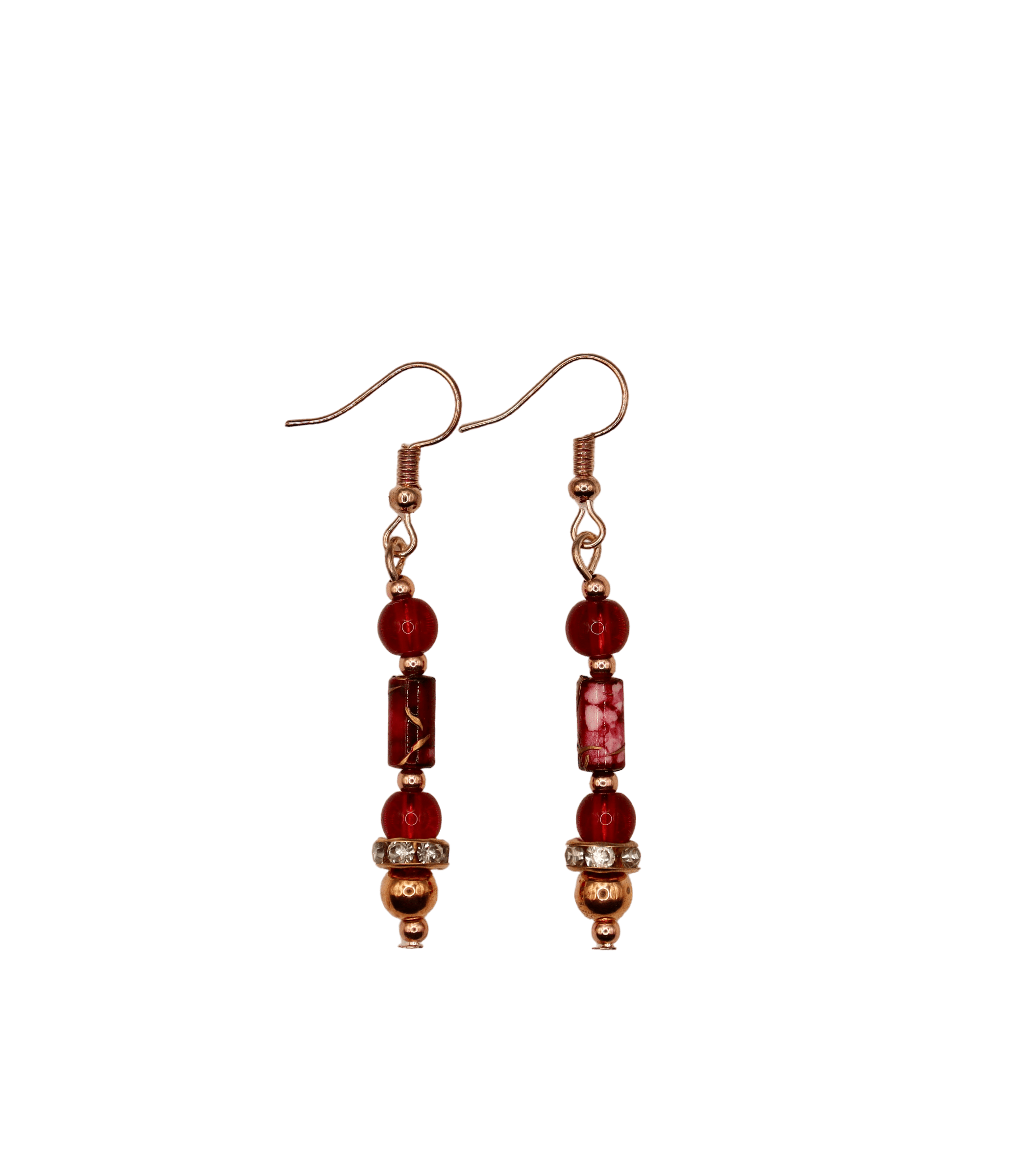 Kintsugi Inspired Pink & Rose Gold Drops With Hooks