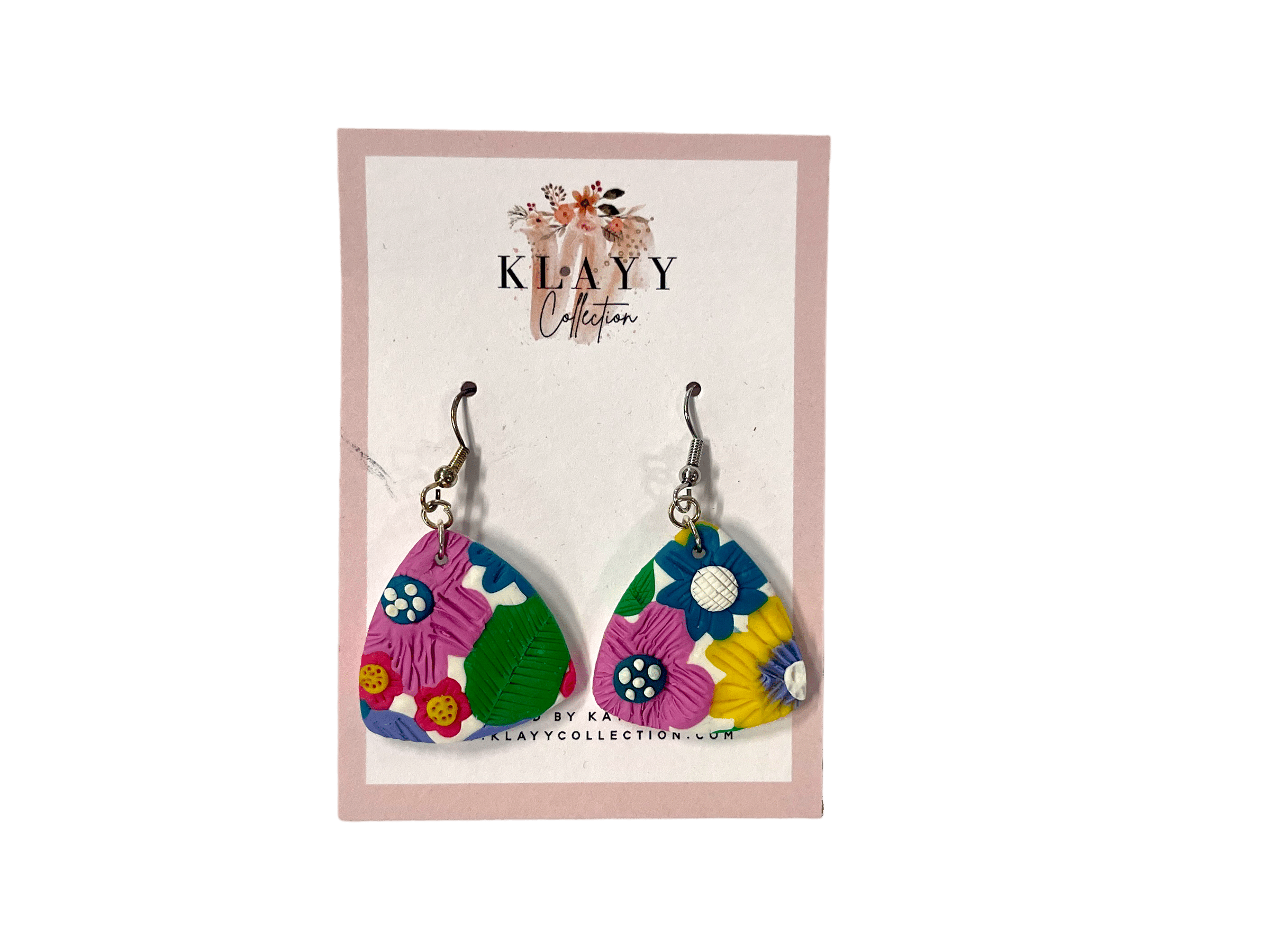 Handmade Retro Garden Party Earrings by Klayy Collection — colourful floral polymer clay earrings bursting with fun retro vibes.