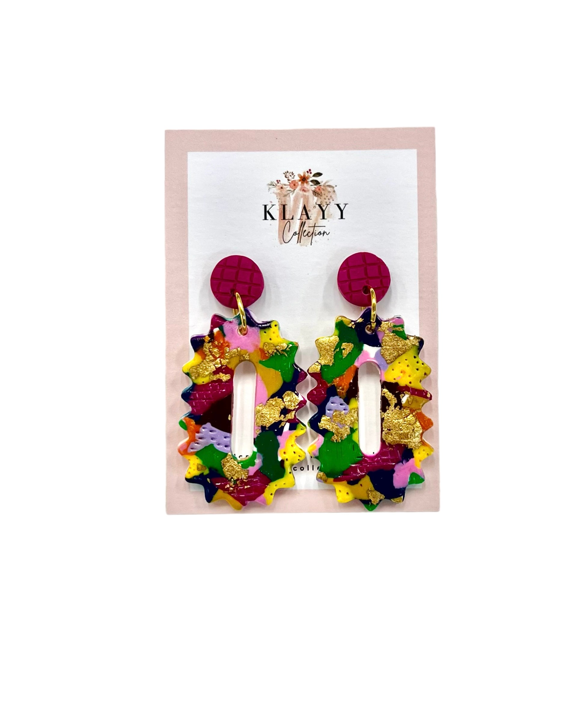 Add joy to your day with Colour Pop Confetti handmade polymer clay earrings by Klayy Collection – bold, colourful, lightweight statement drops.