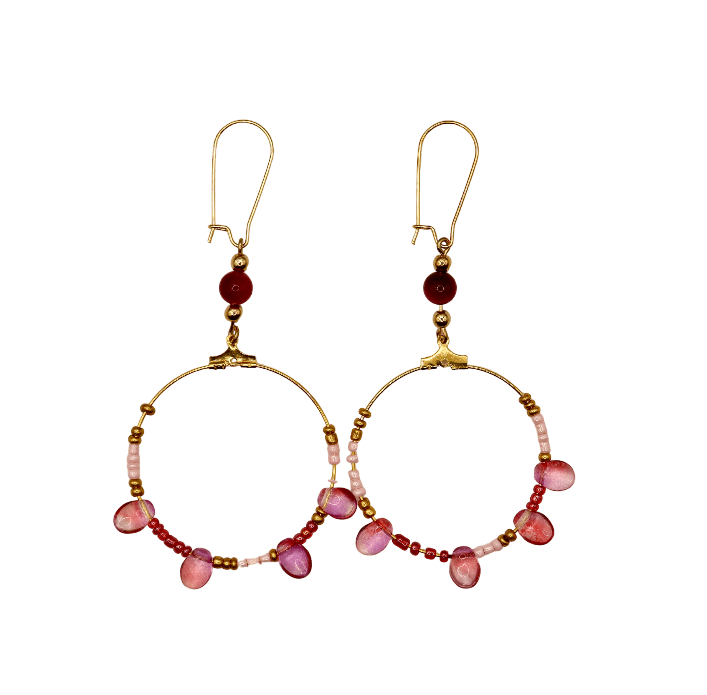 Pink Glass & Gold With Hooks