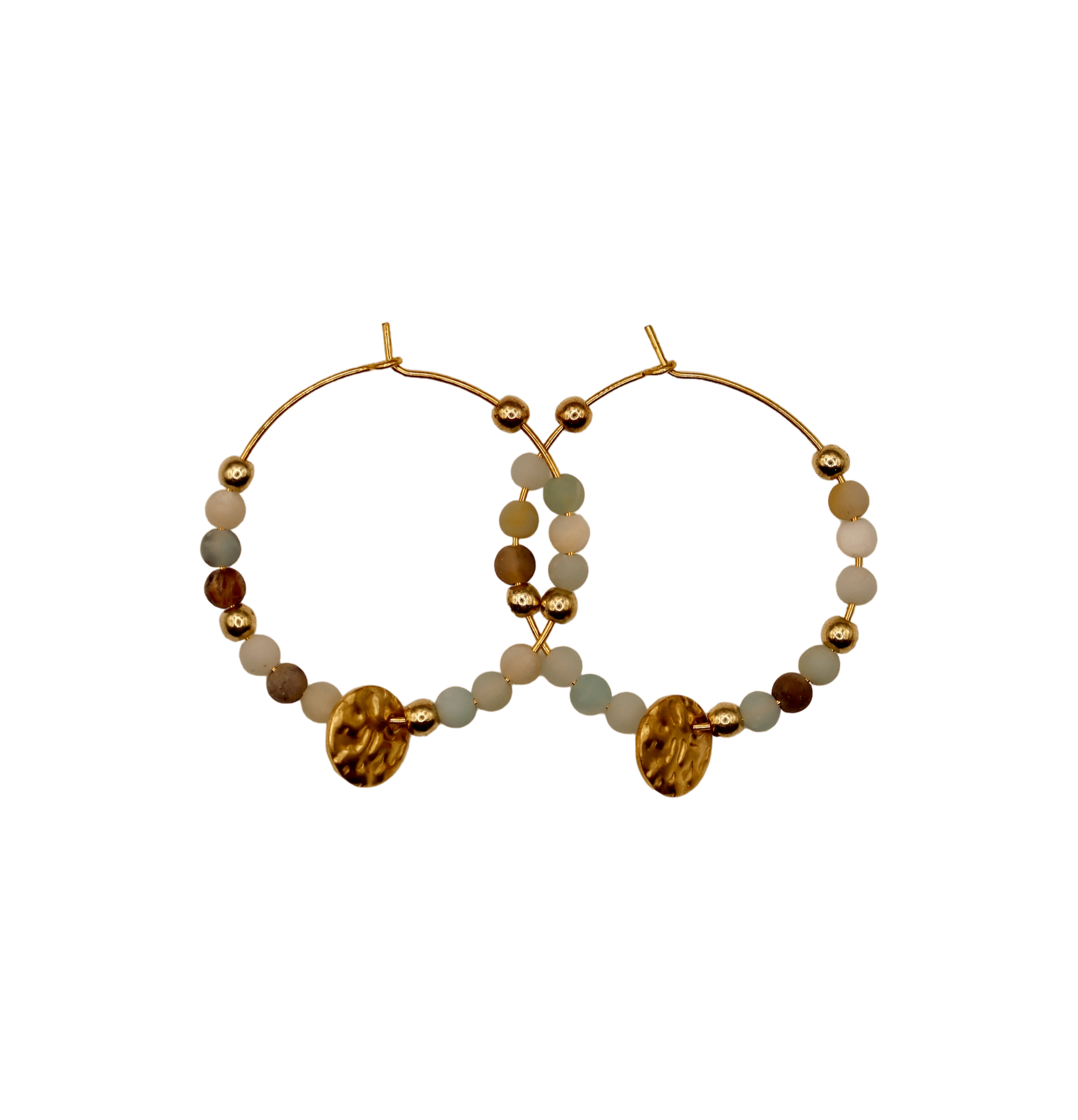Green Moonstone & Gold Hoops