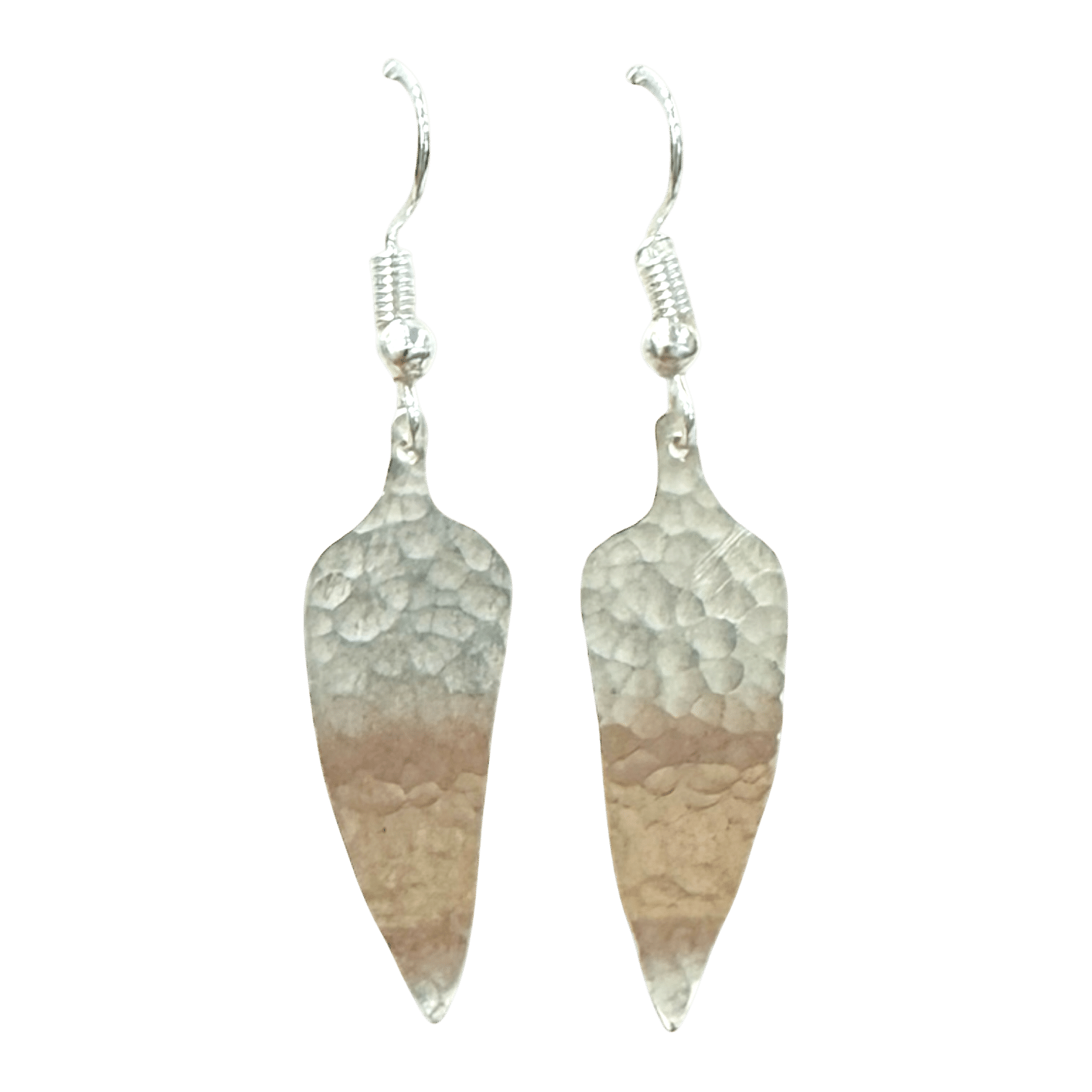 River Stone Taper Earrings – hand-forged silver earrings by Kevin Sterling with a textured, river-washed finish and organic taper shape.