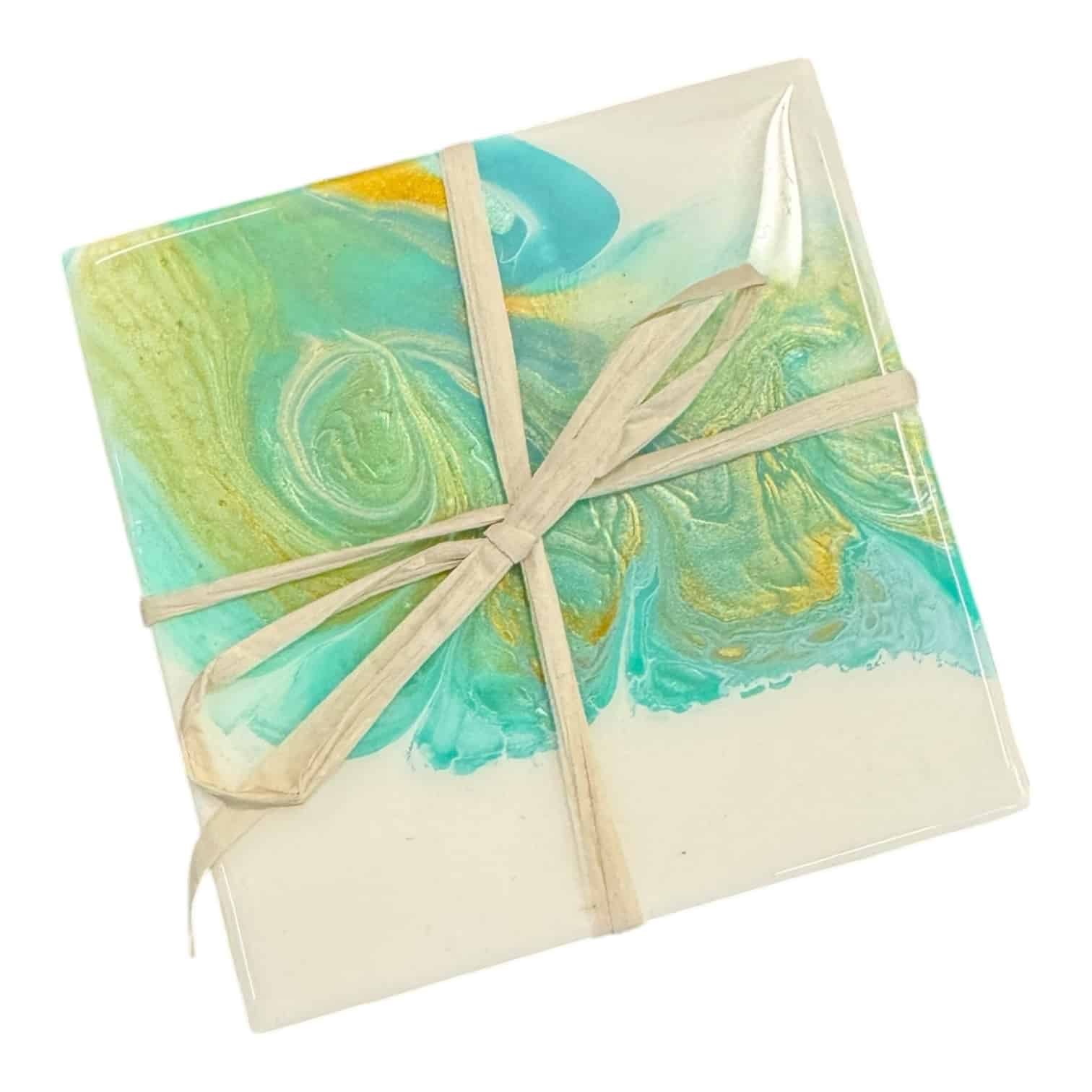 Pink and Green Floral Porcelain Coaster