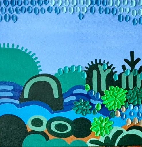 Gena Smith’s oil paintings burst with colour, pattern, and texture—joyful contemporary artworks that celebrate nature, rhythm, and vibrant Australian abstraction.