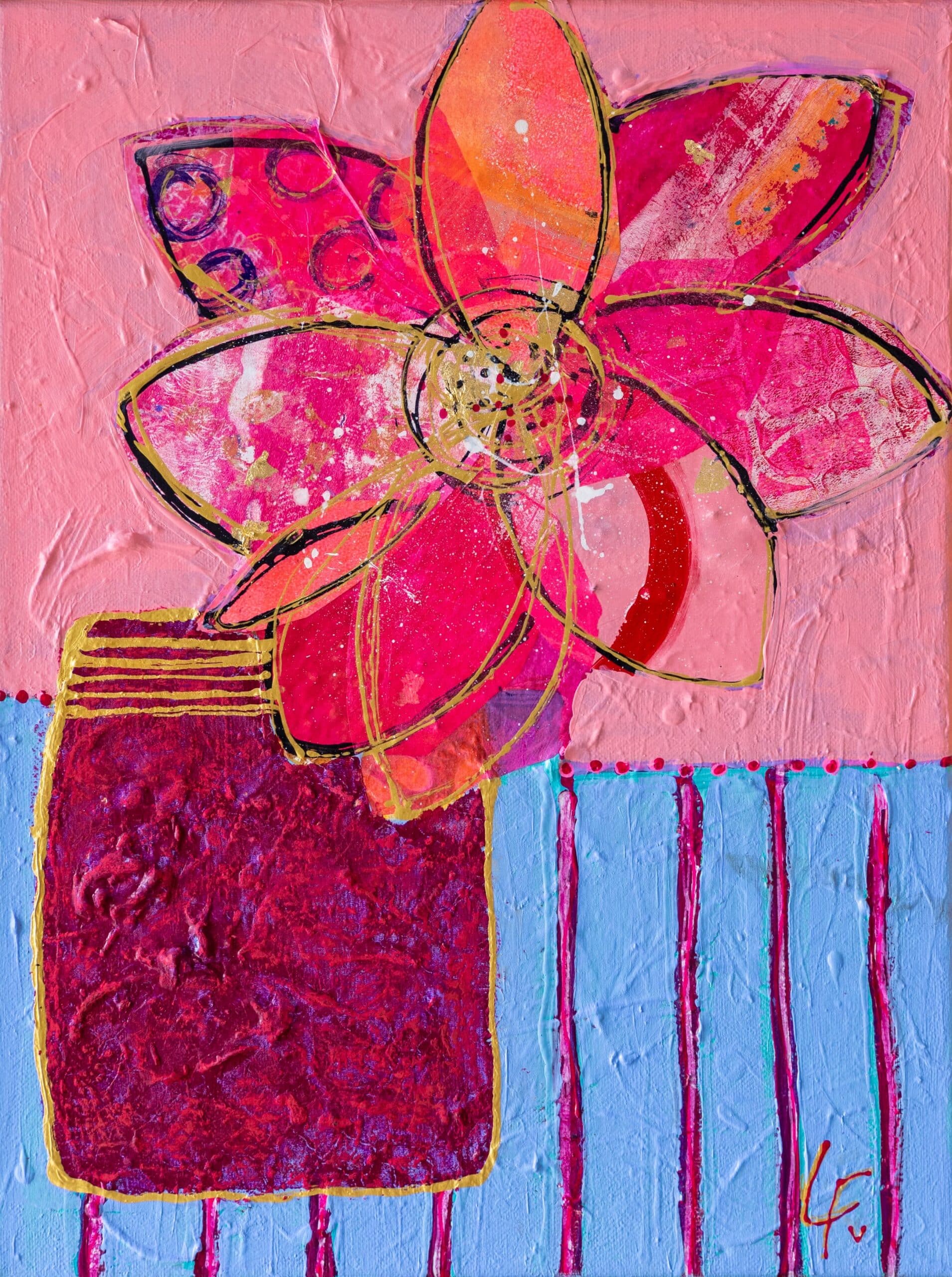 Bring joy to your space with Rosie’s in a Jam by Lindy Farley, a 44cm x 34cm vibrant floral artwork, float framed in Australian Oak.