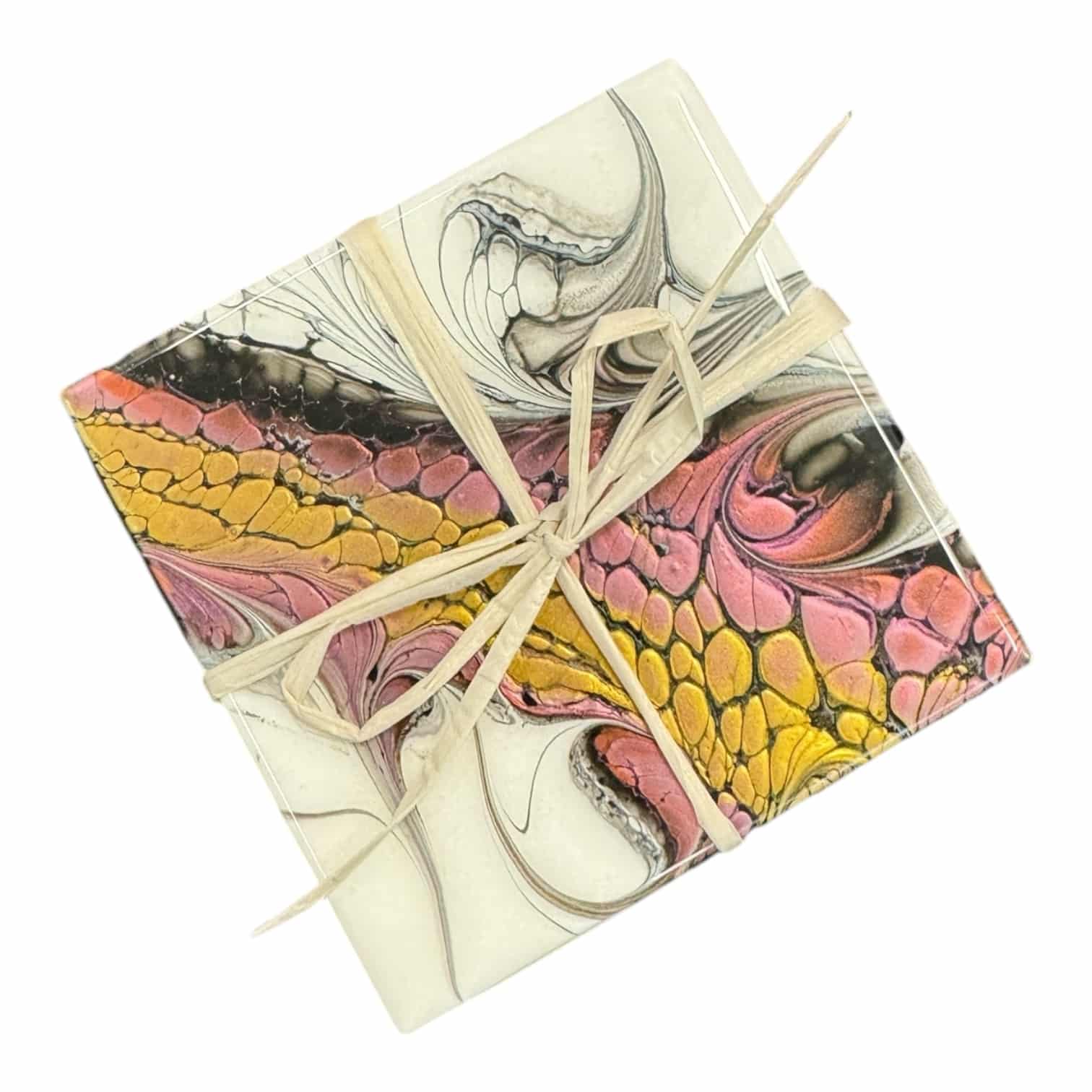 Pink and Green Floral Porcelain Coaster
