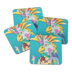Quirky My Name Is Not Kevin Coasters by Maggie Deall. Bold parrot design, cork backing, lightweight, and stylish for any surface!