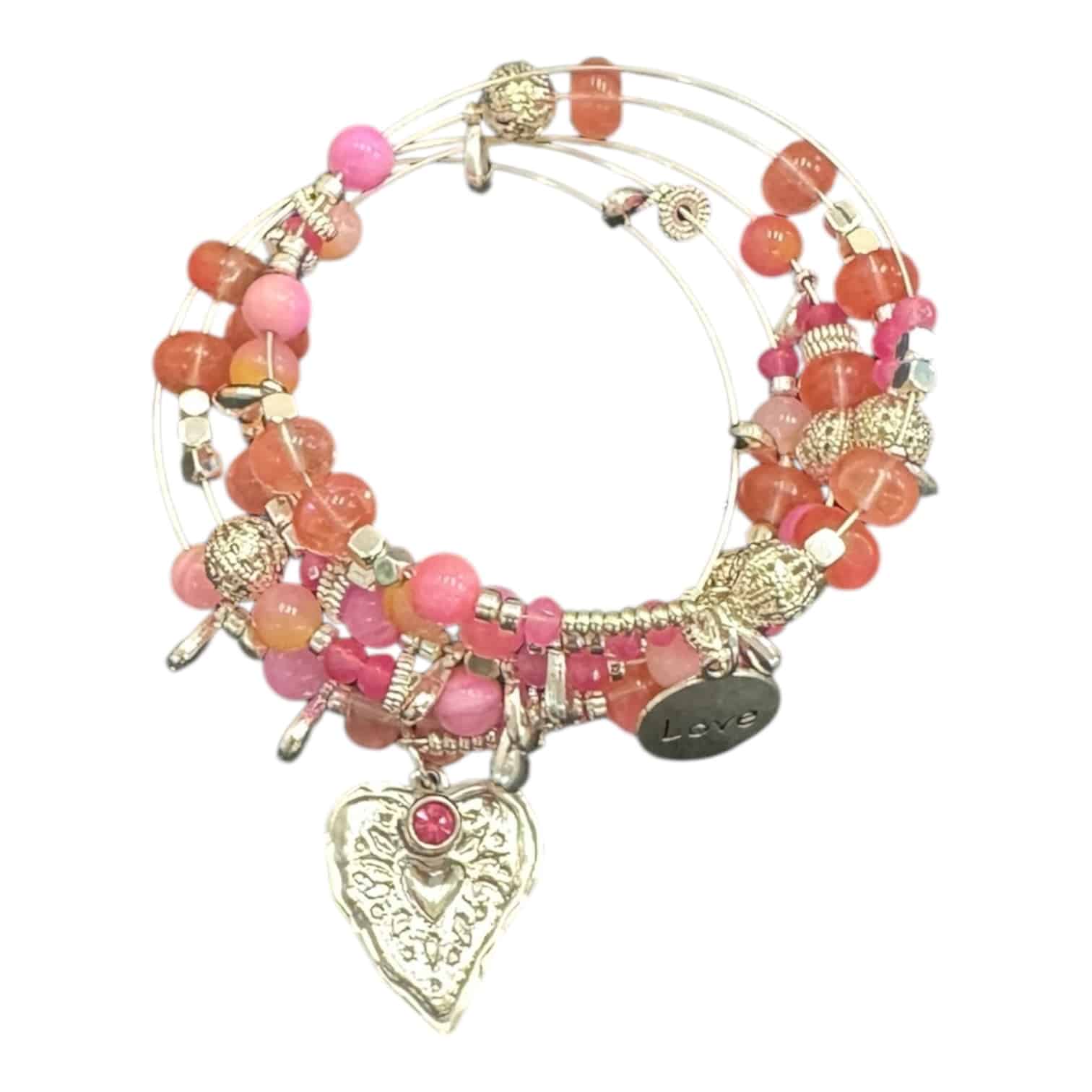 Romantic and radiant, the Love Always Bracelet shines with pinks, corals, and silver charms that celebrate love every day.