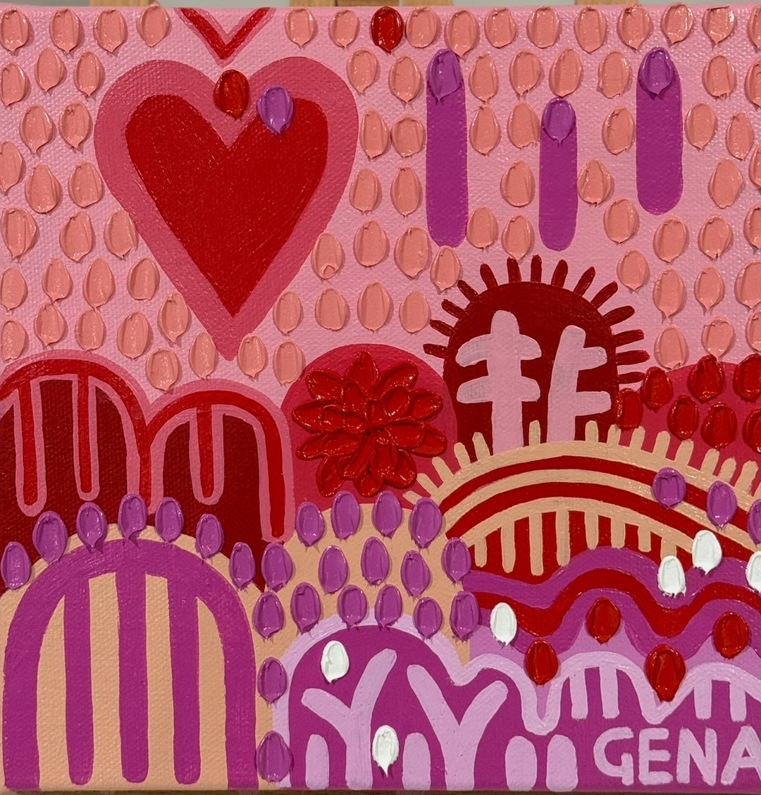 Gena Smith’s oil paintings burst with colour, pattern, and texture—joyful contemporary artworks that celebrate nature, rhythm, and vibrant Australian abstraction.