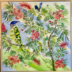 Honey eaters in the grevillias | Original art on canvas by Deborah Carroll