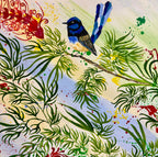 Cockatoos in autumn leaves | Original art on canvas by Deborah Carroll