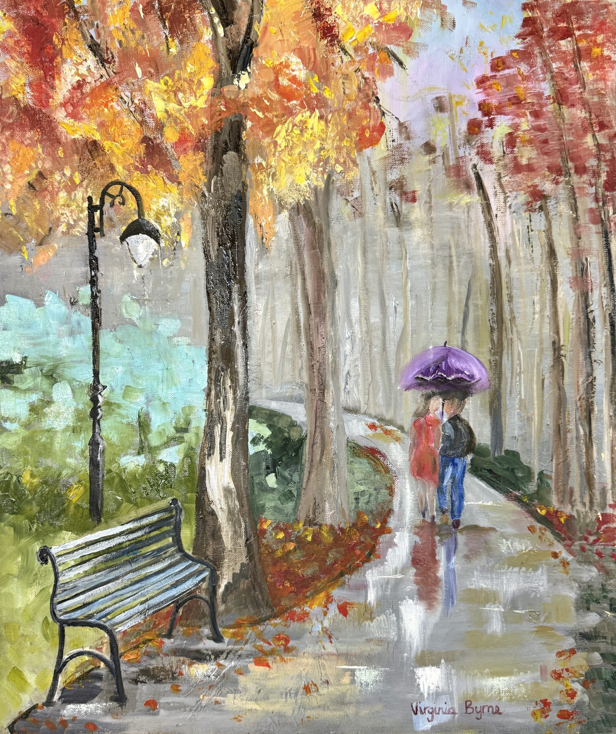 Cockatoos in autumn leaves | Original art on canvas by Deborah Carroll