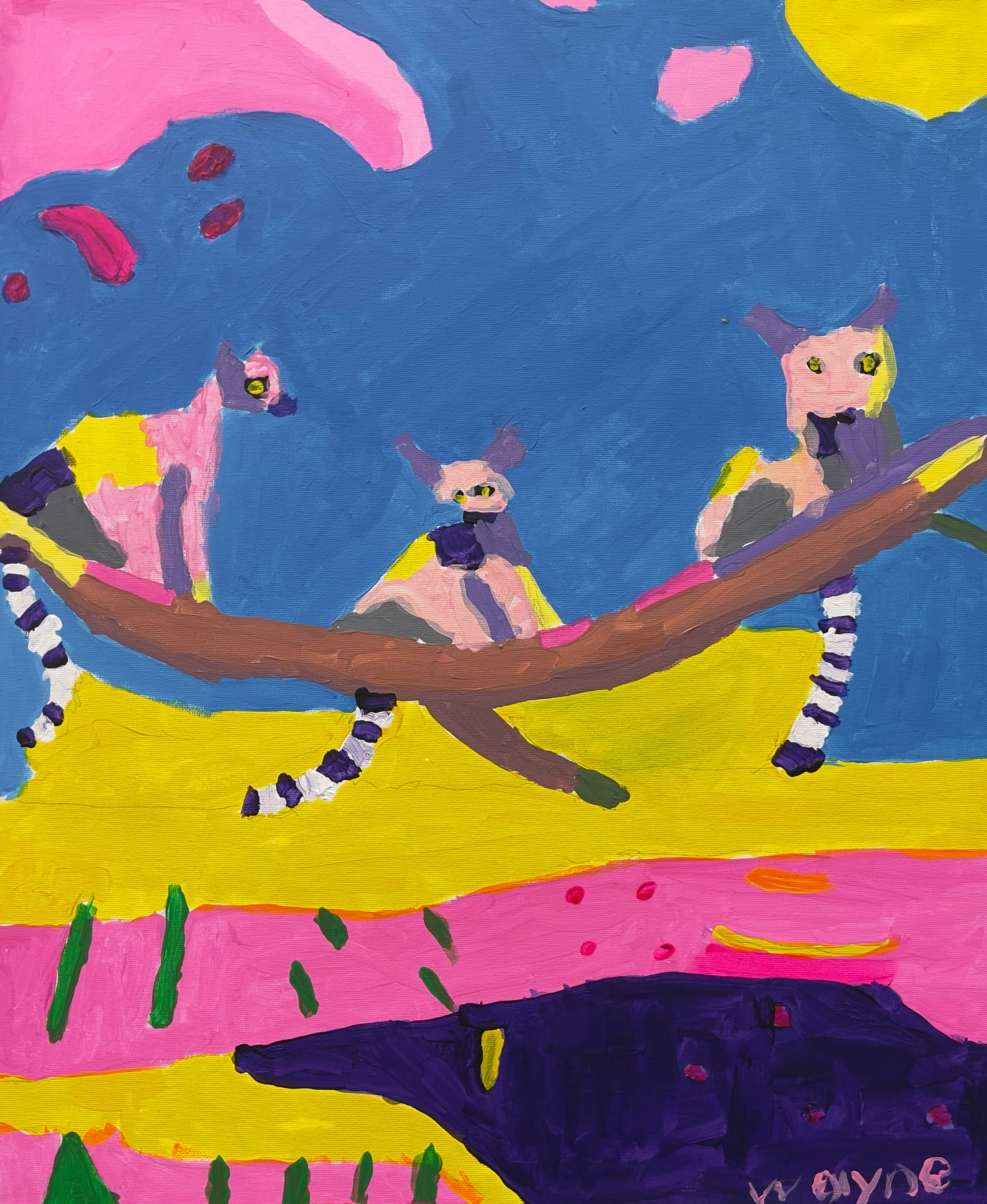 Three Lemurs – Original Artwork by Wayne Emerson