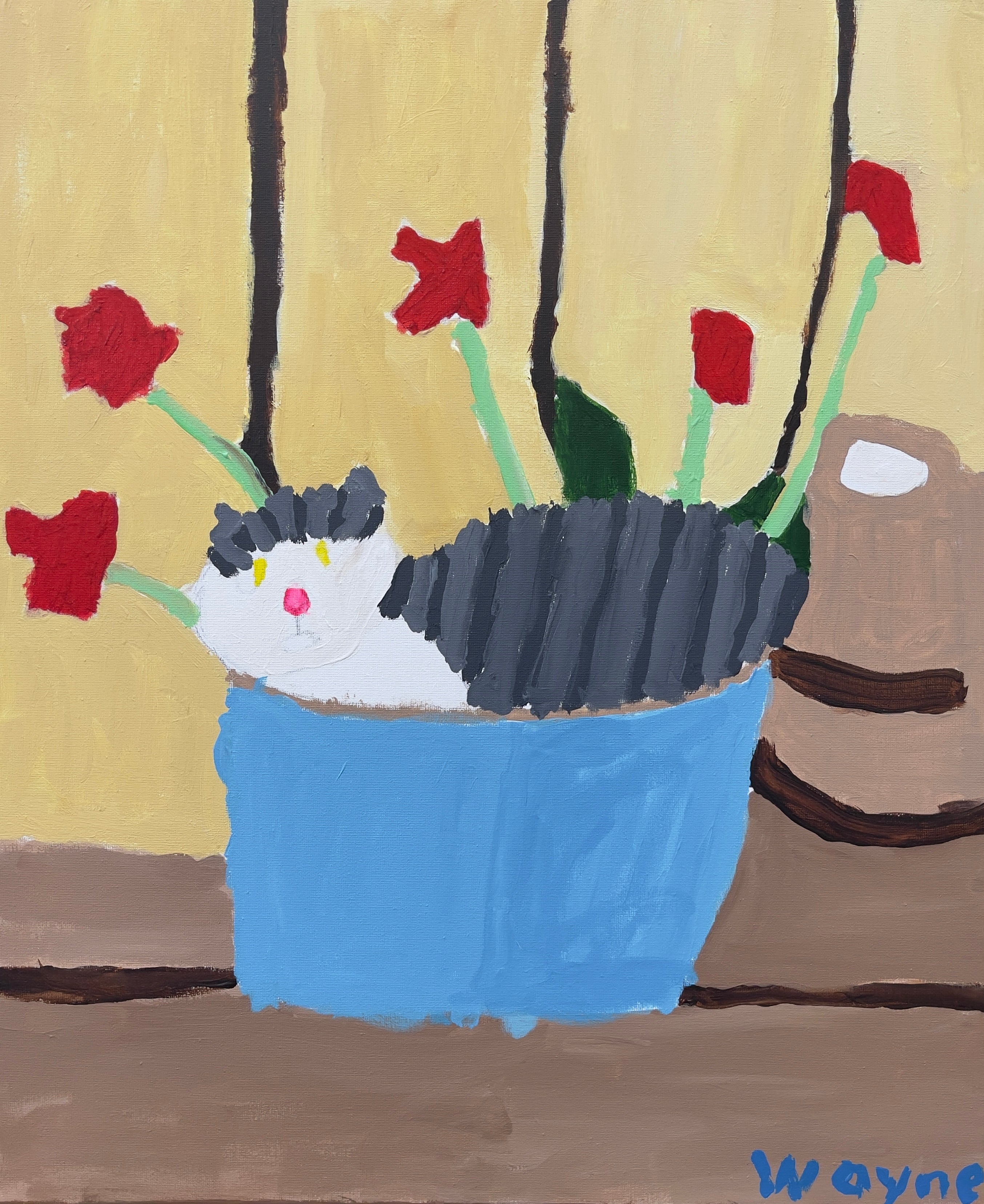 Cat in a Basket – Original Artwork by Wayne Emerson