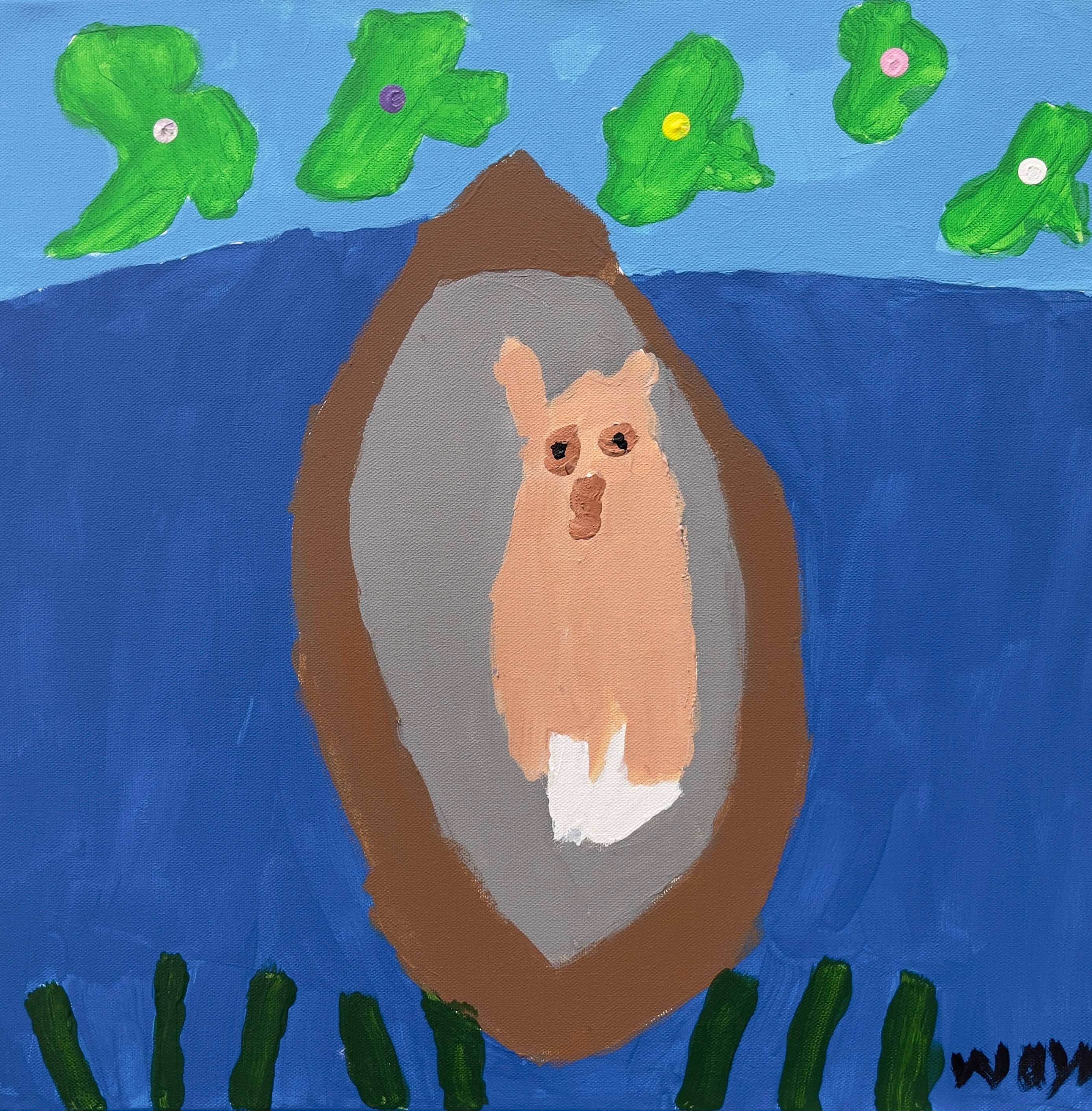 Cat in the Boat – Original Artwork by Wayne Emerson