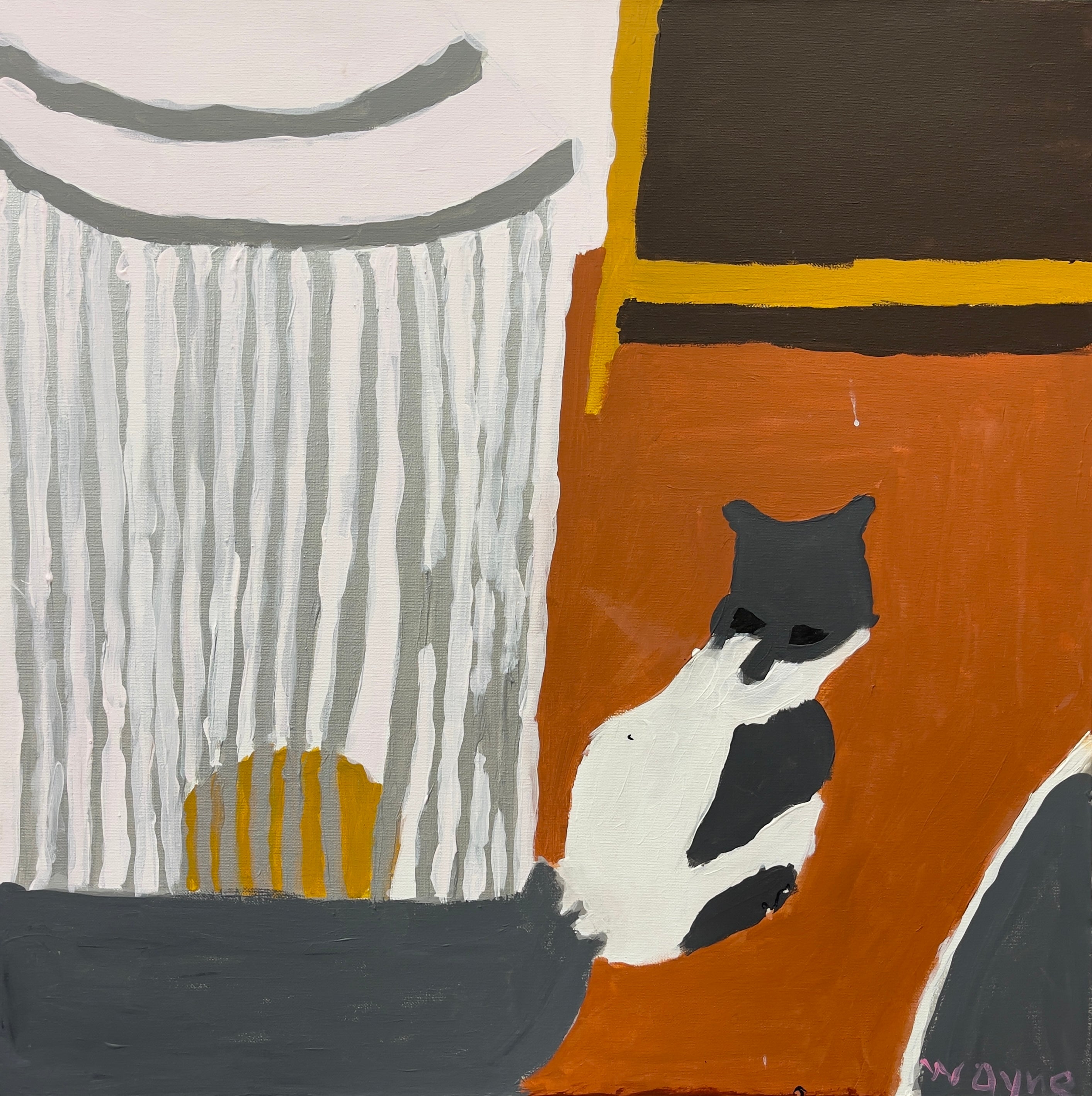 Cat Near the Heater – Original Artwork by Wayne Emerson