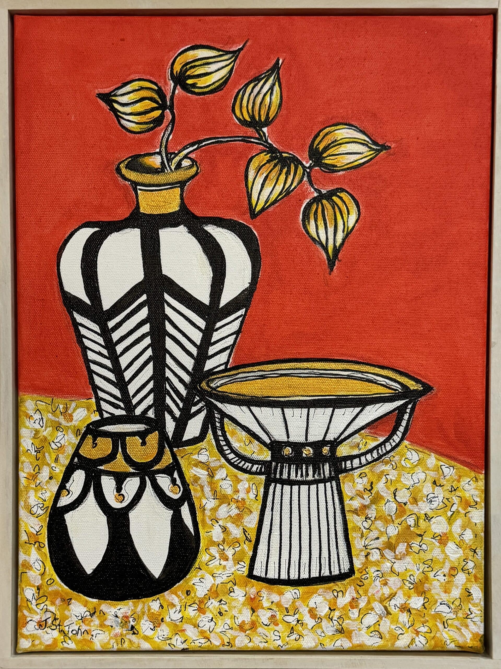 Cockatoos in autumn leaves | Original art on canvas by Deborah Carroll