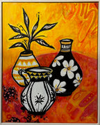 Cockatoos in autumn leaves | Original art on canvas by Deborah Carroll