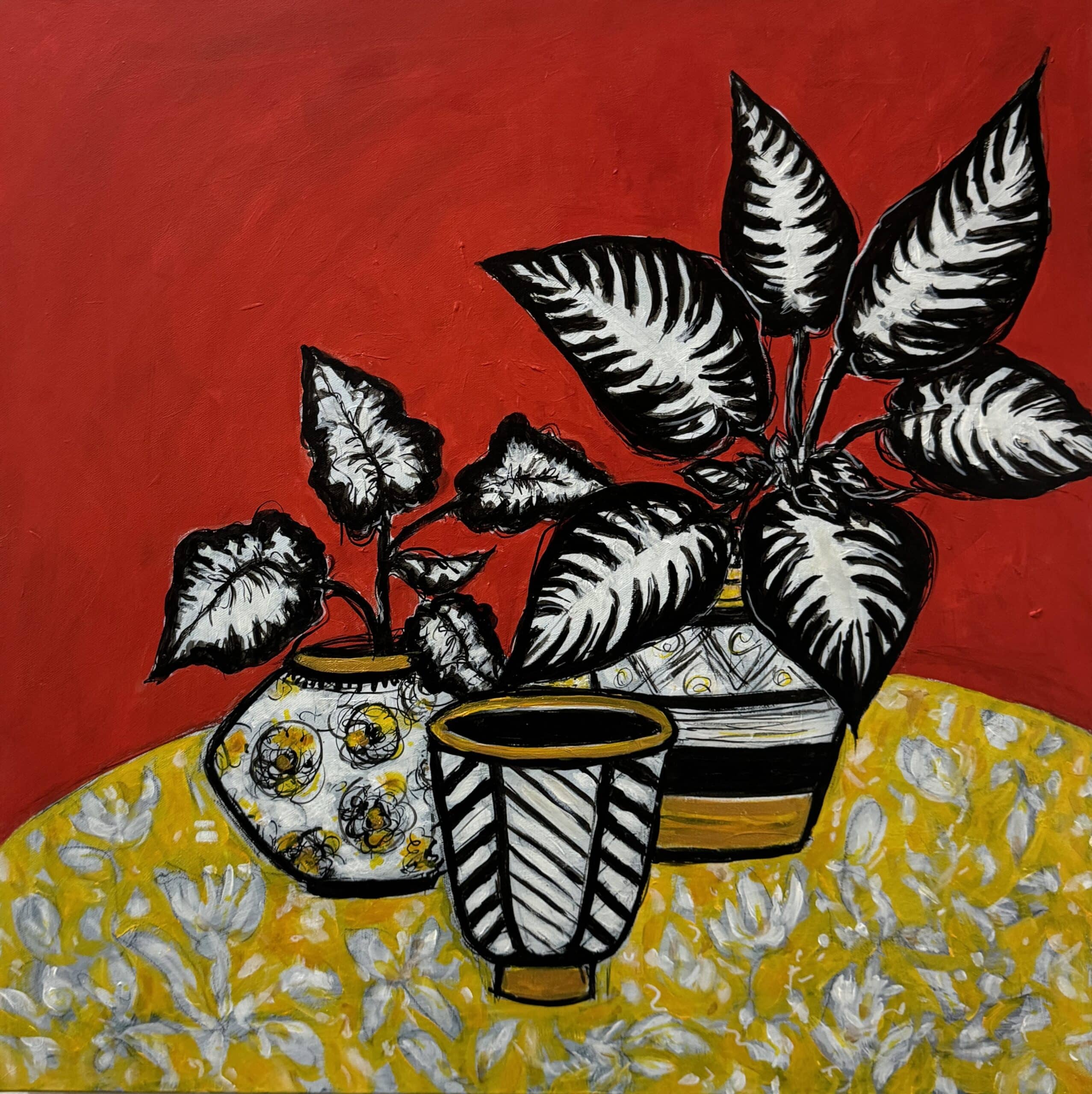 Cockatoos in autumn leaves | Original art on canvas by Deborah Carroll