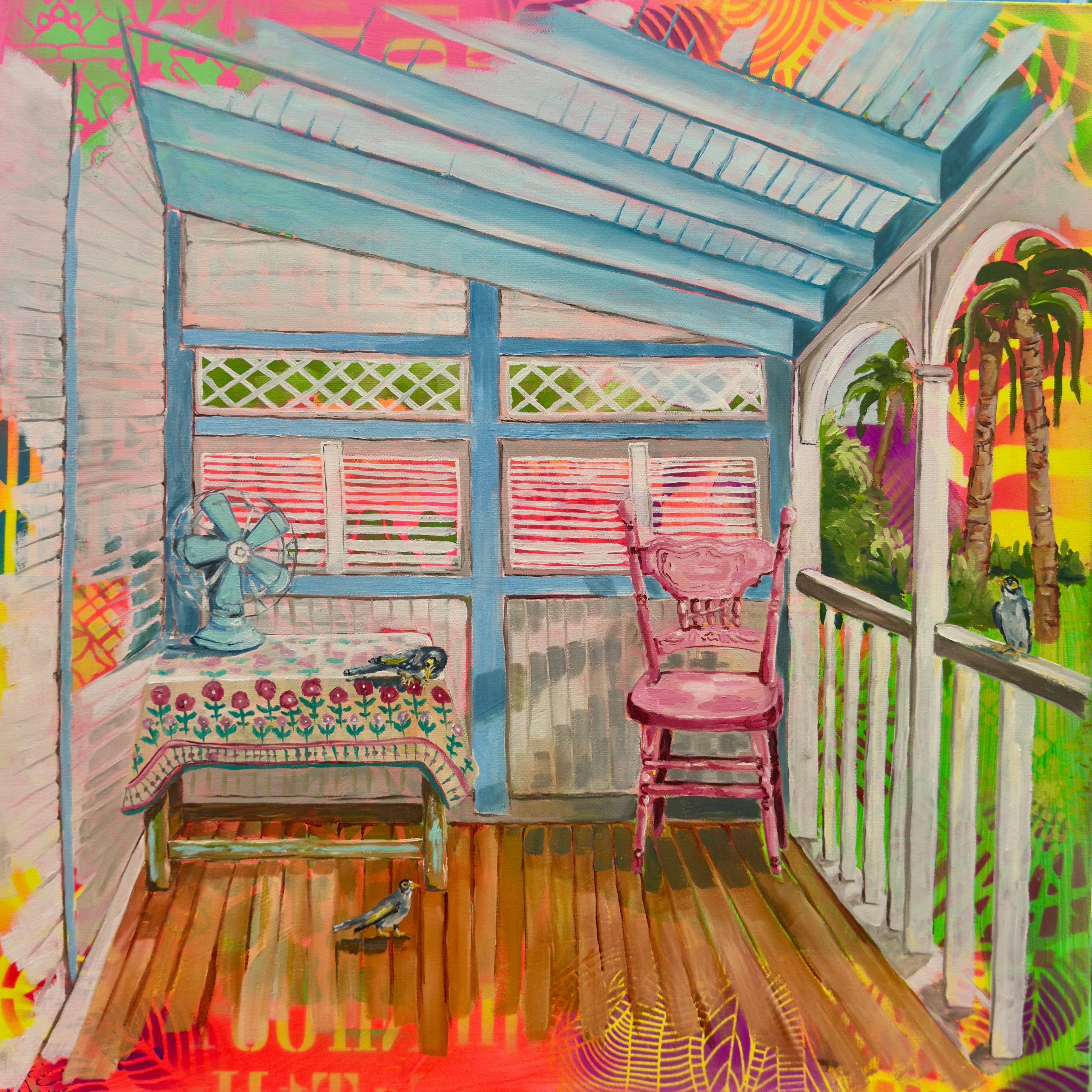 The Pink Chair on the Verandah