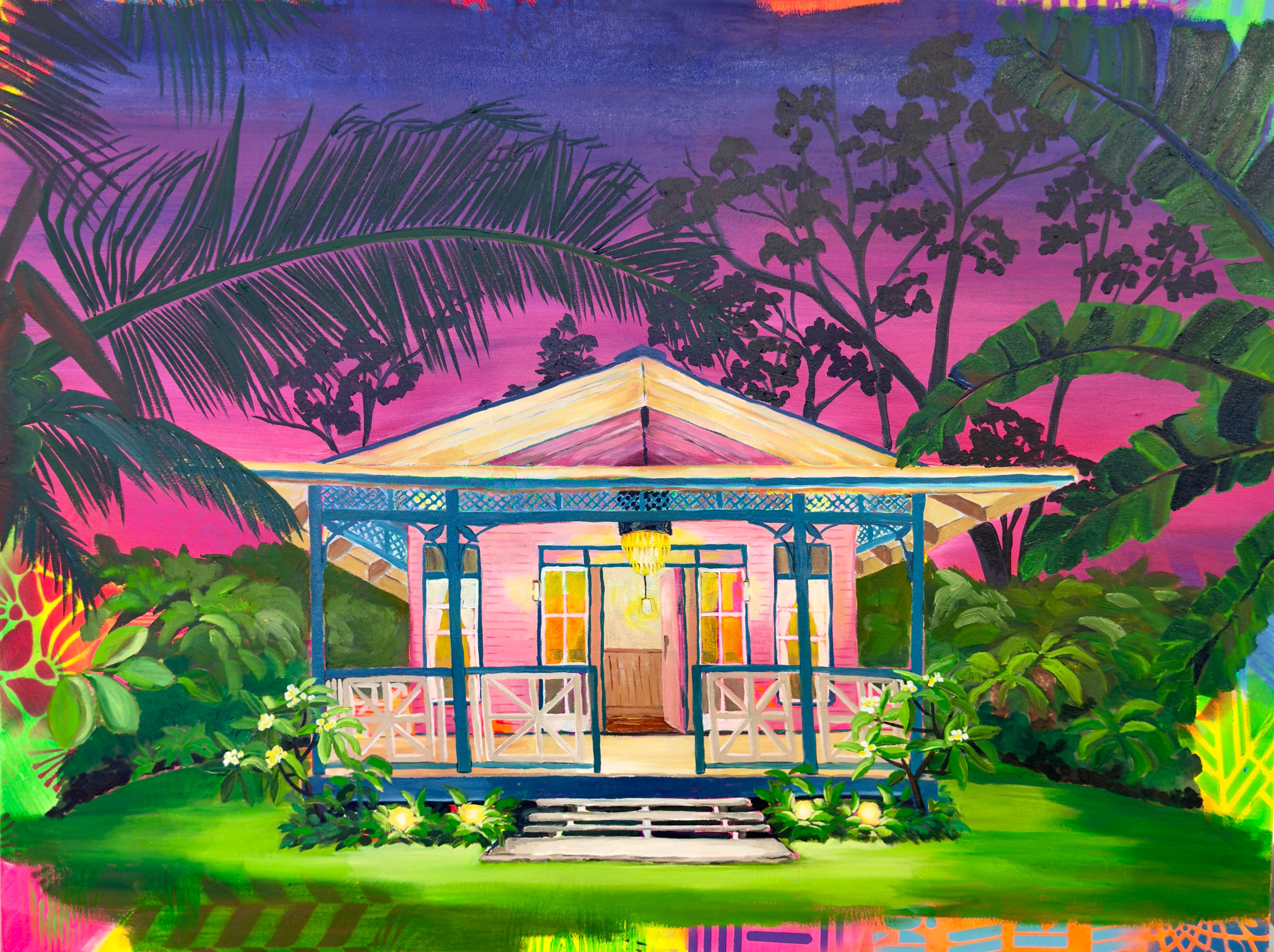 The Pink House at Sunset