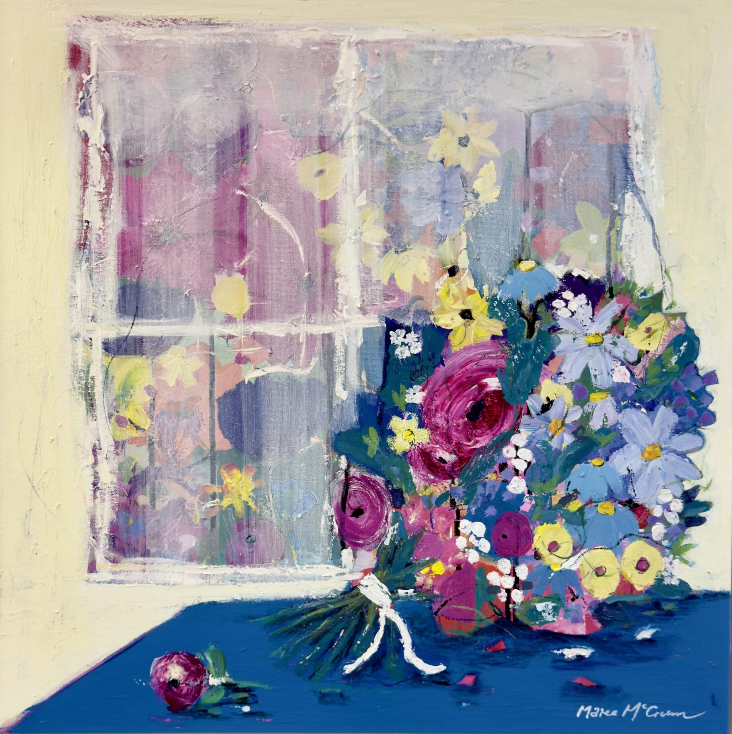 Celebrate love and new beginnings with Maree McCrum's "The Wedding," a delicate mixed media artwork perfect for evoking joy and cherished memories.