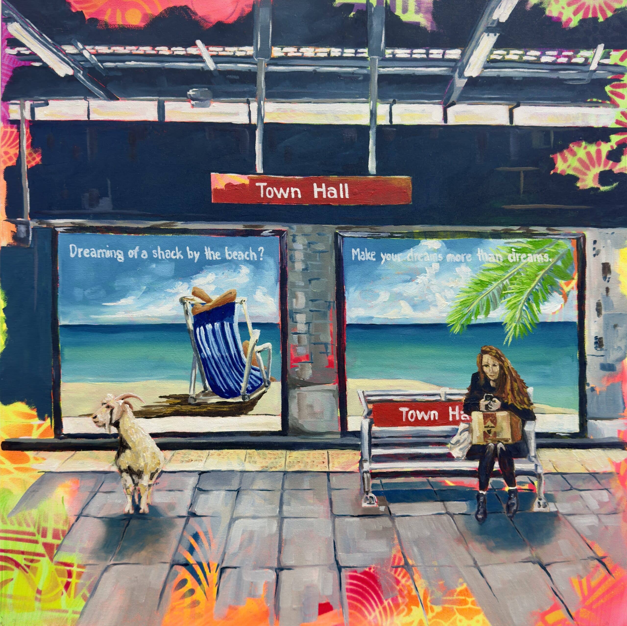 Maggie Deall’s Out of Time, Out of Place explores memory and belonging through vivid, surreal scenes where animals embody feelings of being slightly out of place.