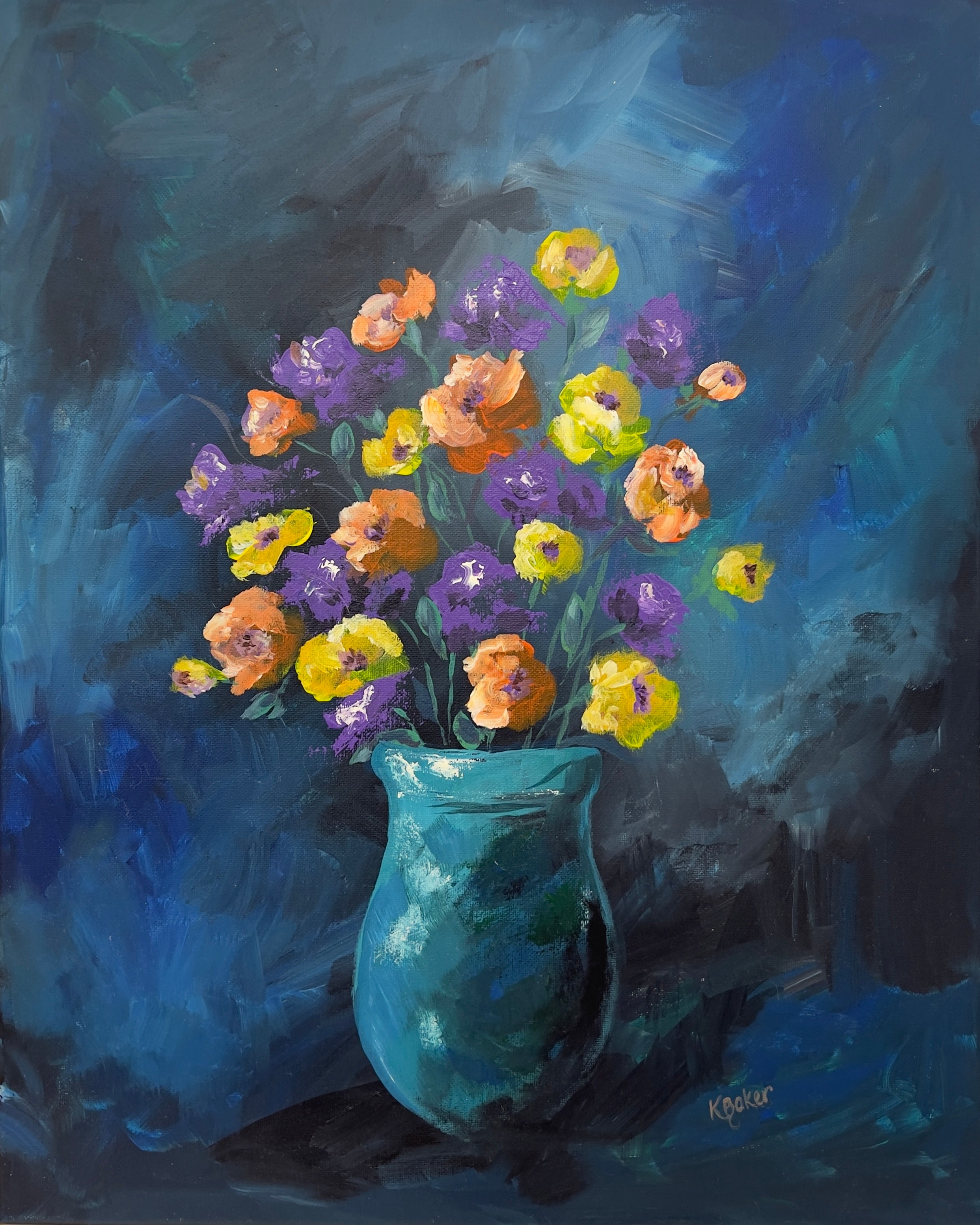The Teal Vase — Original Artwork by Kim Baker