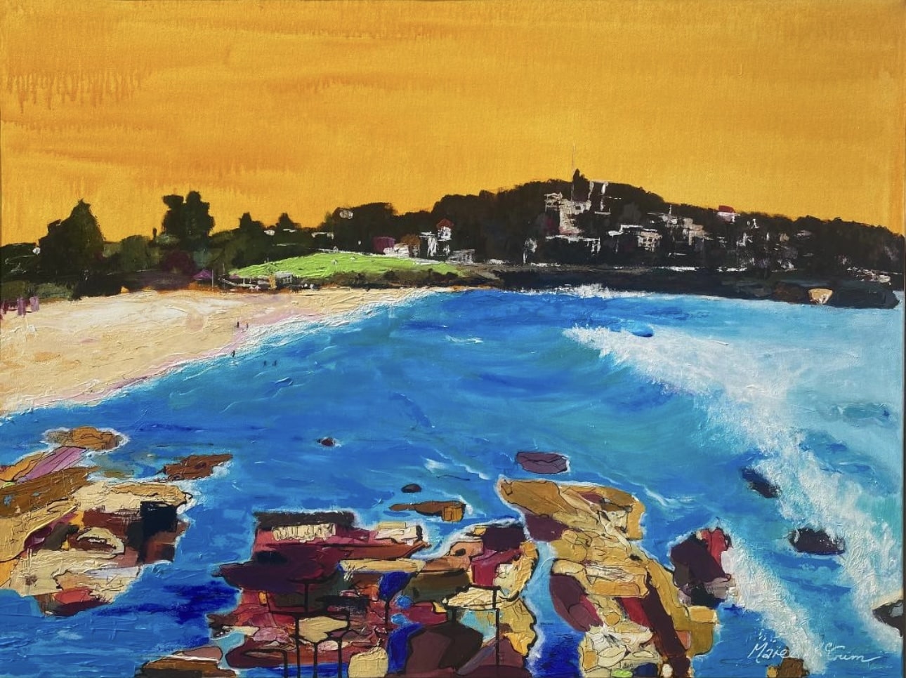 Maree McCrum’s new Sydney beach series debuts at the Affordable Art Fair—vibrant mixed media works blending her Riverina roots with Bronte and La Perouse.