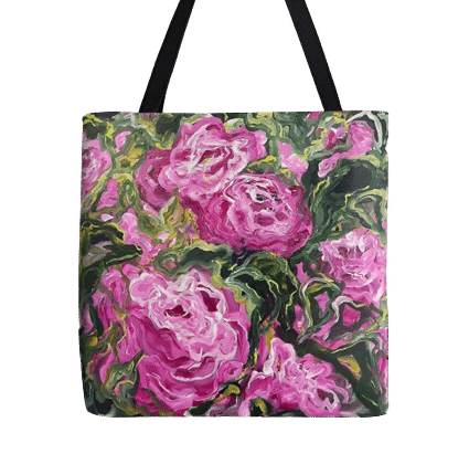 The Rose Garden Tote Bag by Maggie Deall blends vibrant floral original art with durability. Perfect for stylish, everyday use.