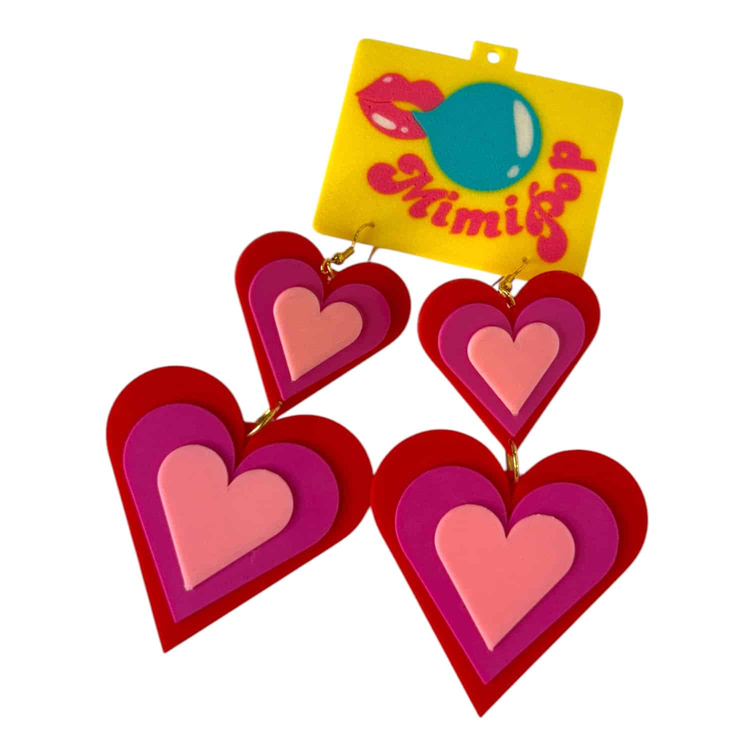 MimiPop 3D Heart Drop Earrings