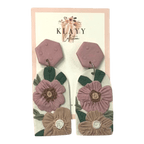 Petal Poetry polymer clay earrings by Klayy Collection – blush & nude handmade florals with pink hex studs. Romantic, elegant & lightweight.