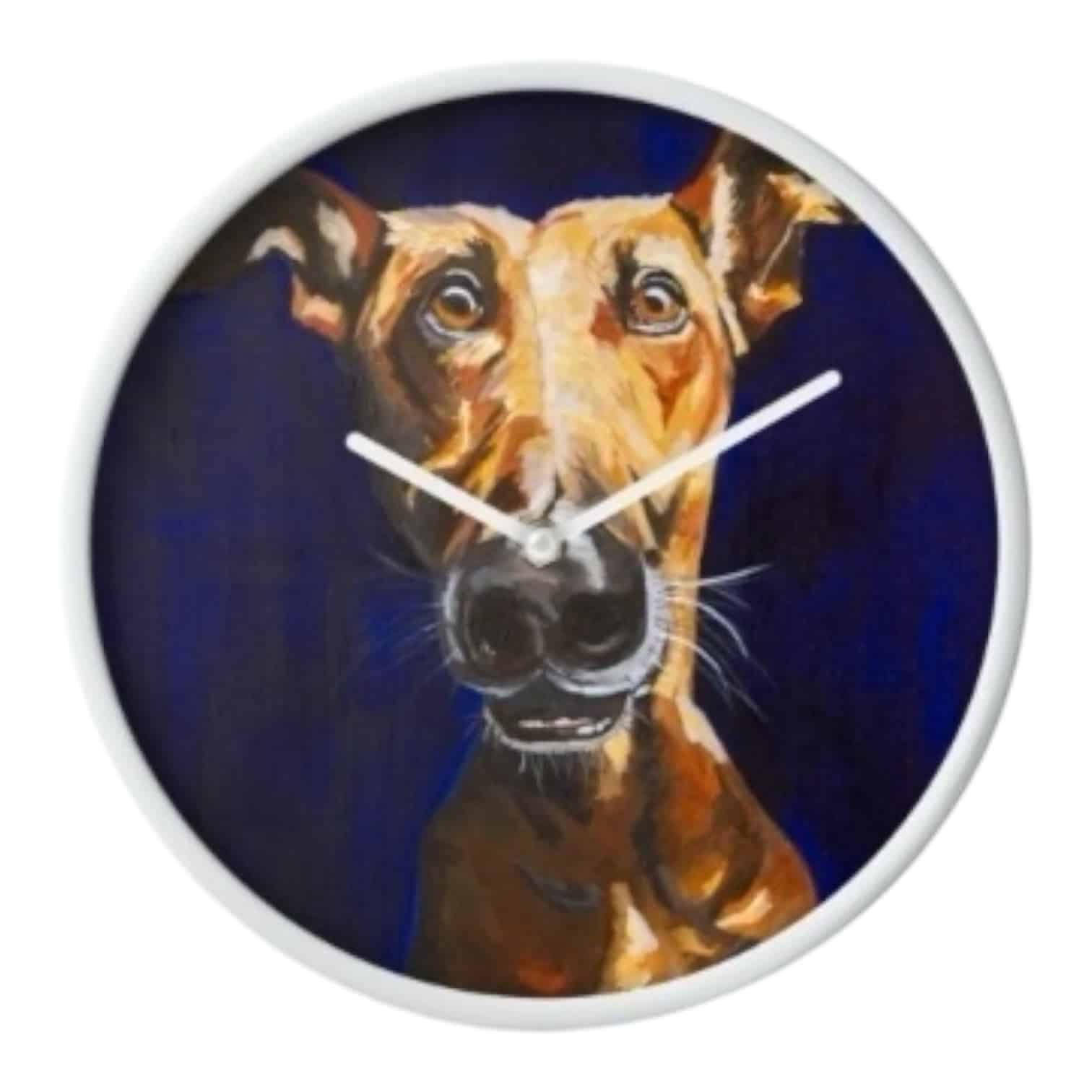 Bring fun and charm to your walls with the Smith the Derpy Dog Clock by Maggie Deall. Quirky and bold design meets precision timekeeping.