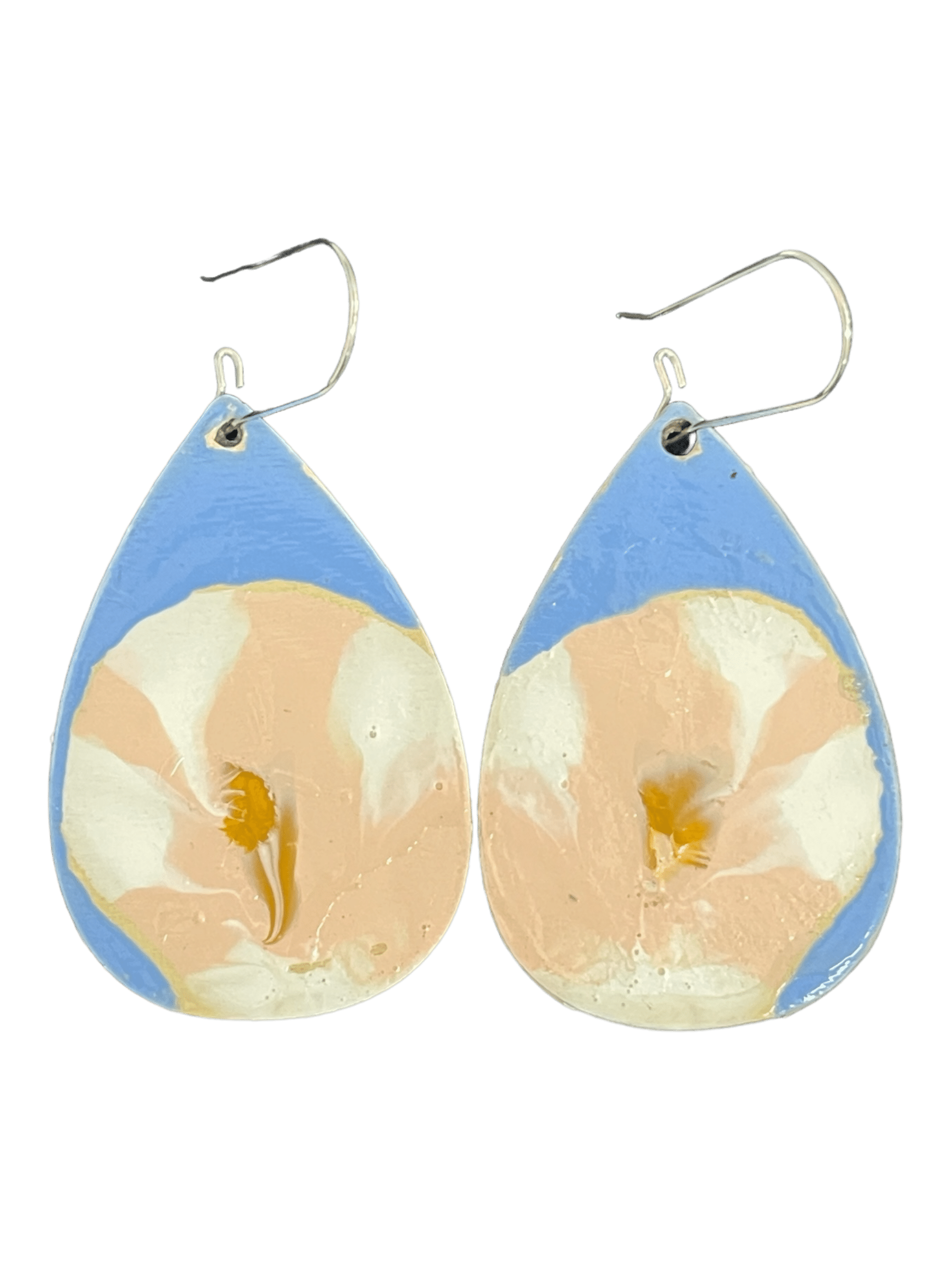 Super cute, hand painted earrings by Australian artist Dinah Lindon featuring her recognisable, Australian bush inspired palette. Light on the ears, hand painted wood with stainless hooks.