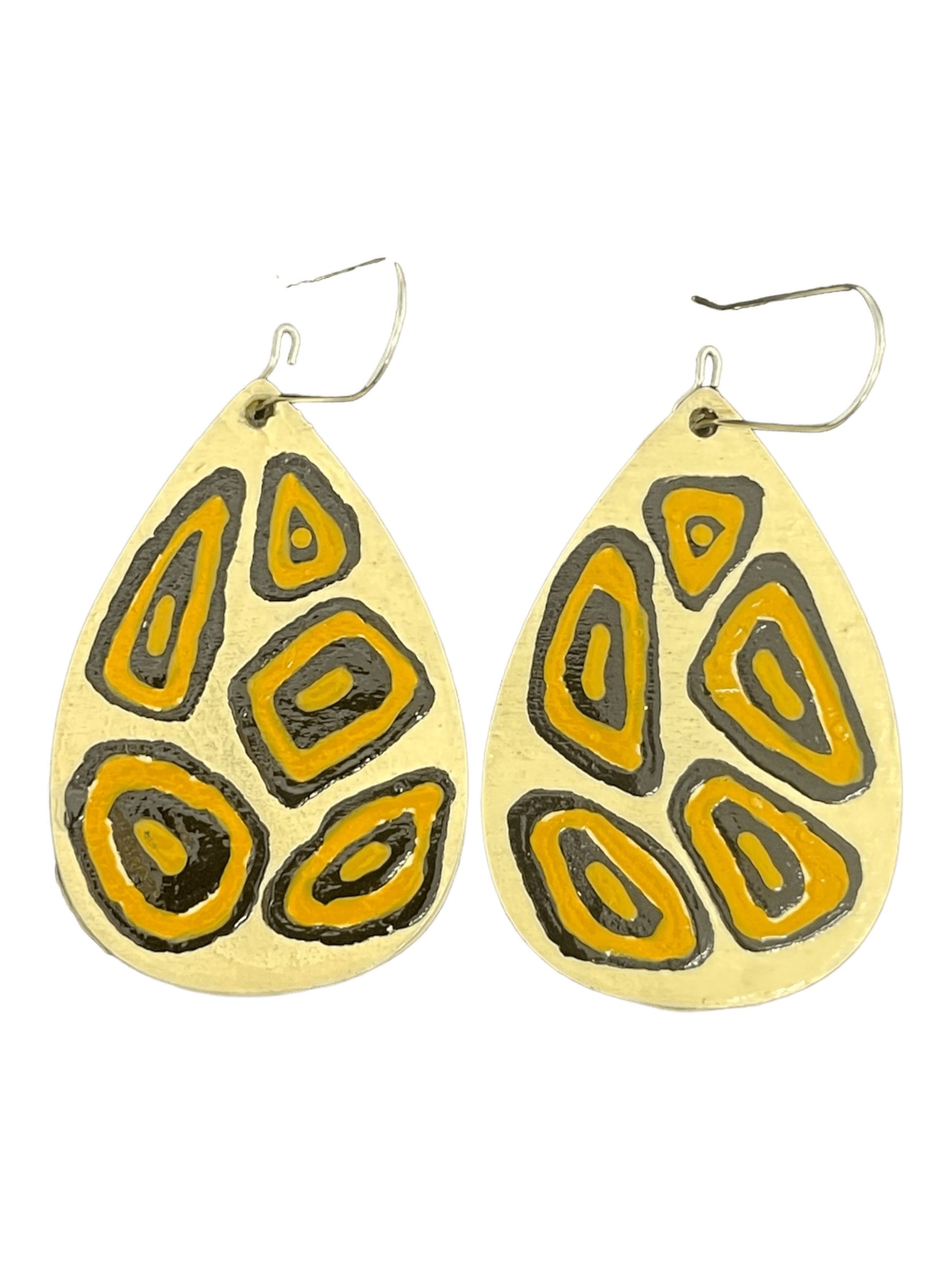 Super cute, hand painted earrings by Australian artist Dinah Lindon featuring her recognisable, Australian bush inspired palette. Light on the ears, hand painted wood with stainless hooks.
