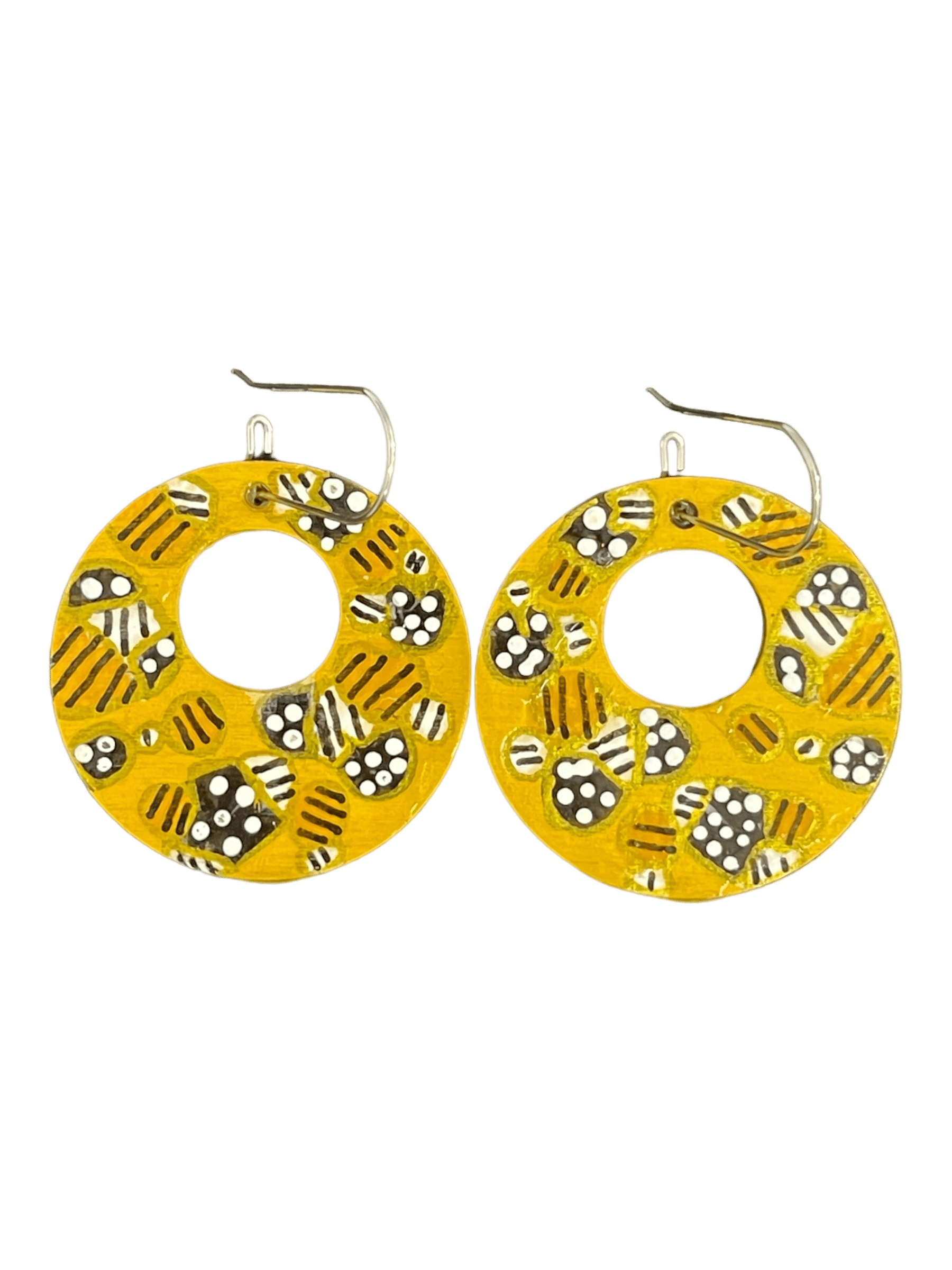 Super cute, hand painted earrings by Australian artist Dinah Lindon featuring her recognisable, Australian bush inspired palette. Light on the ears, hand painted wood with stainless hooks.