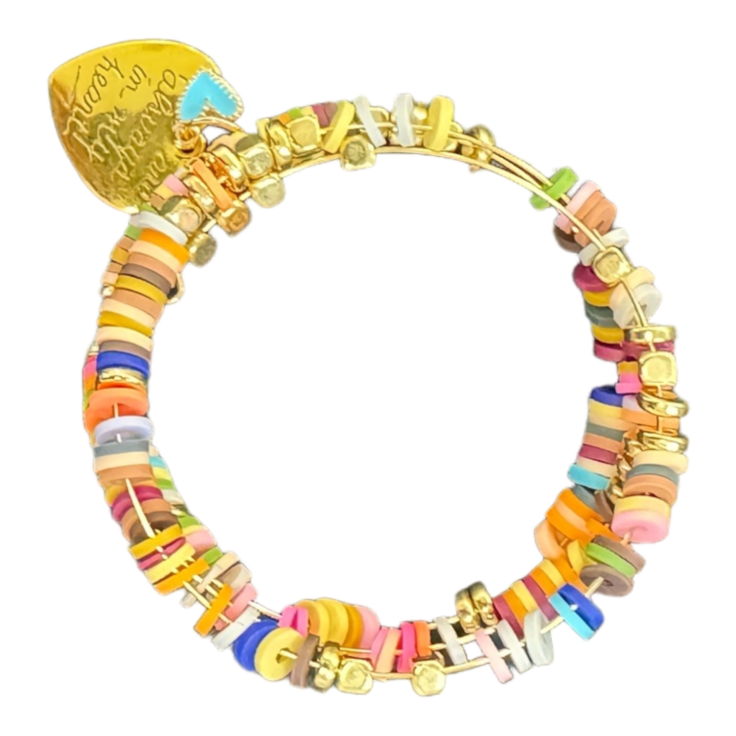 Lake Como Collection - 'You are always in my heart' natural mixed heishi bangle