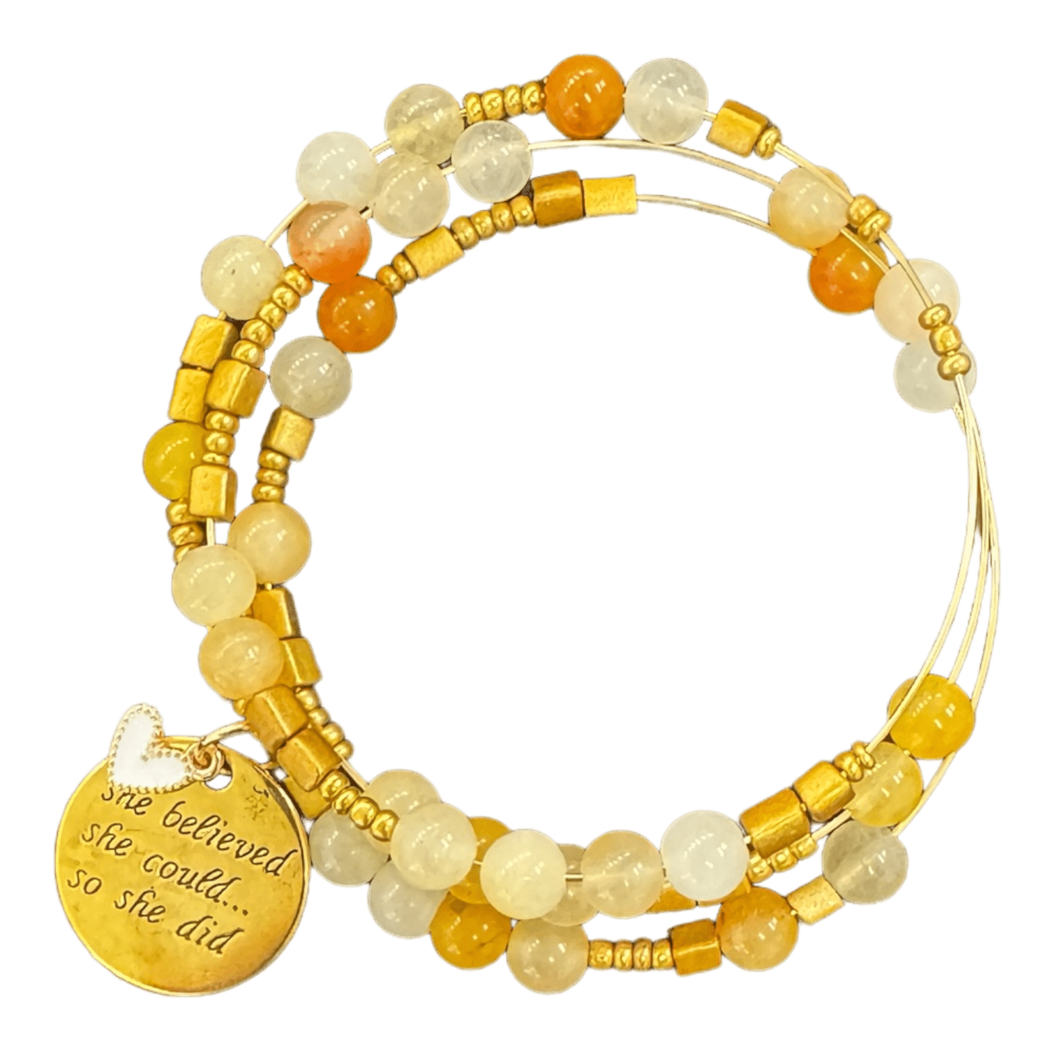'She believed she could so she did' apricot aventurine bangle