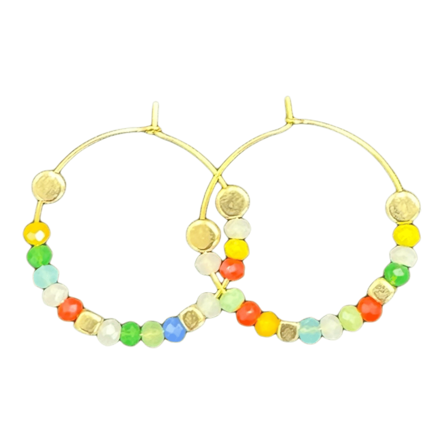 Lake Como Collection - Multi colour crystal and gold square hoops
