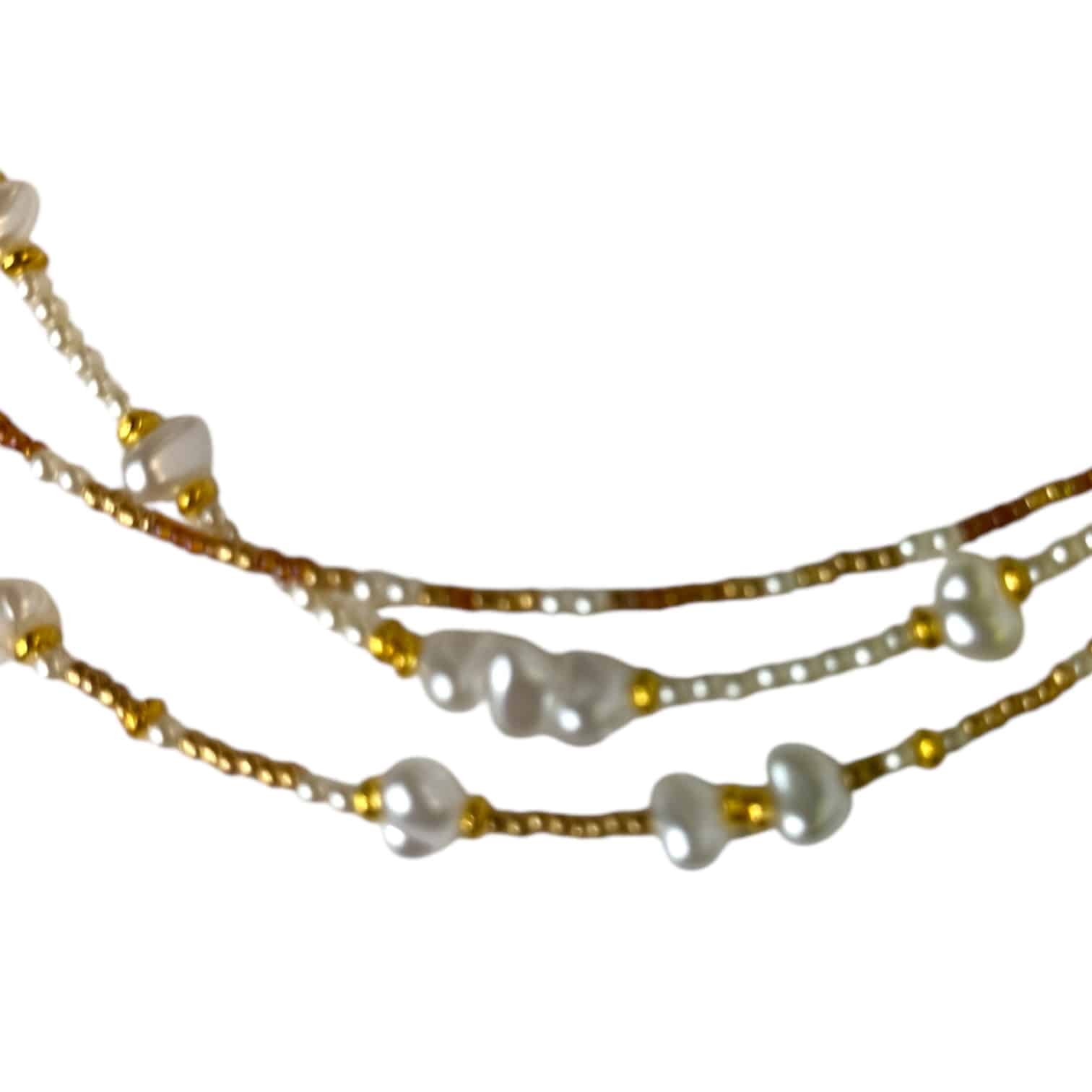 Golden Pearl Cascade Necklace