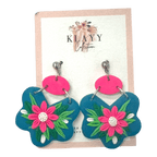 Handmade Tropical Fiesta Earrings by Klayy Collection — bright pink floral polymer clay earrings bursting with colour and tropical joy.