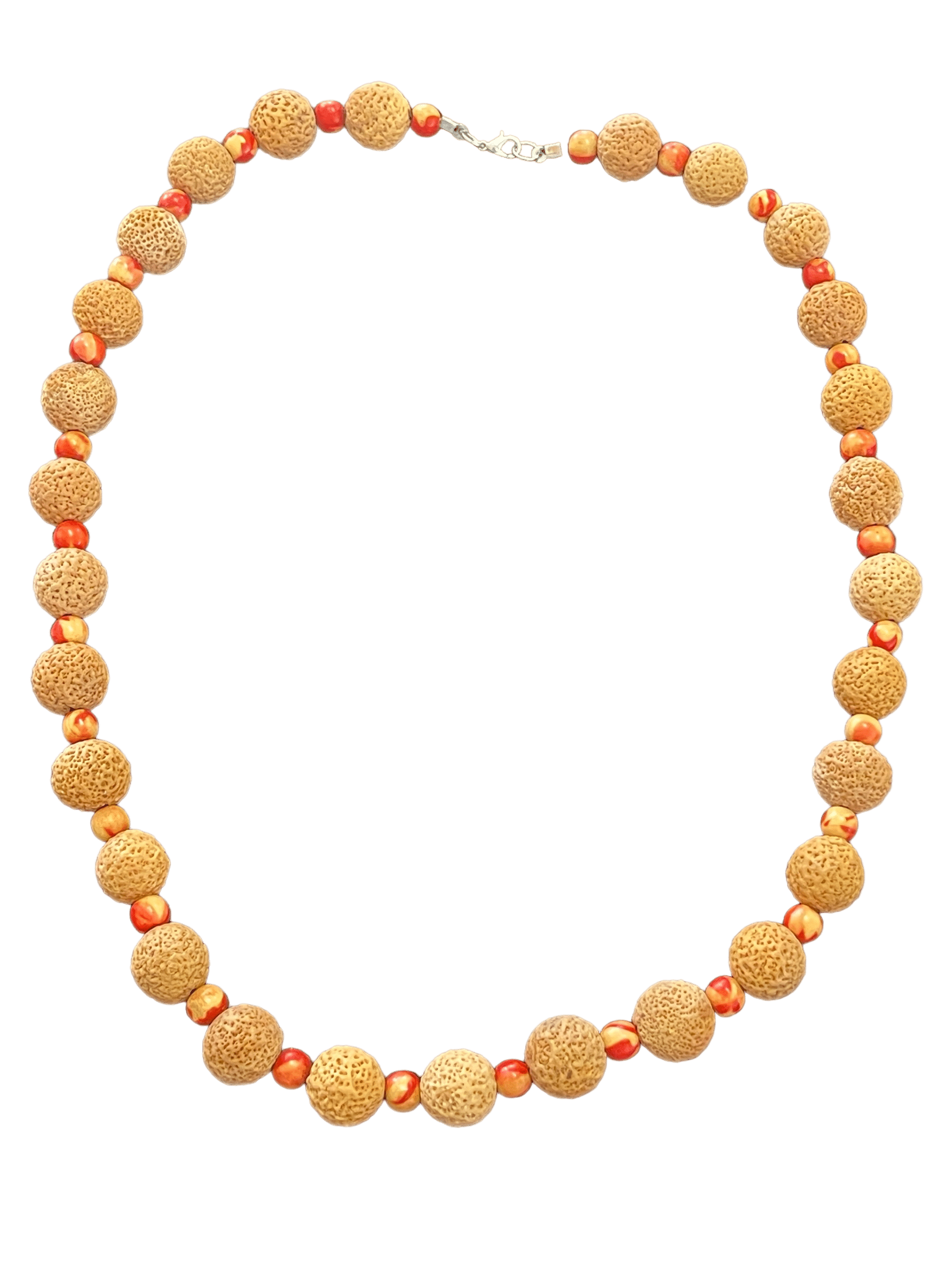 Quandong seed necklace with orange beads by Debbie Wood