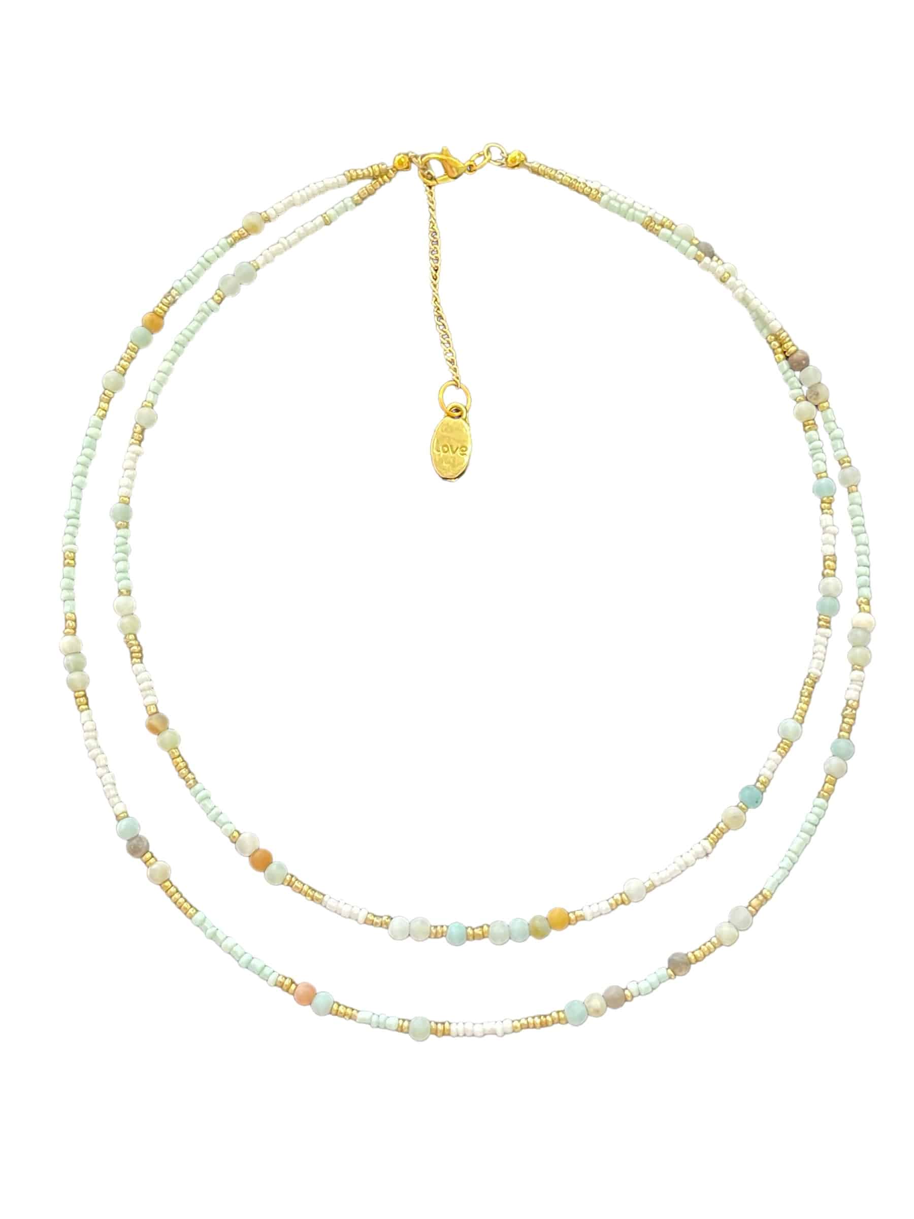 Sky blue and bronze necklace