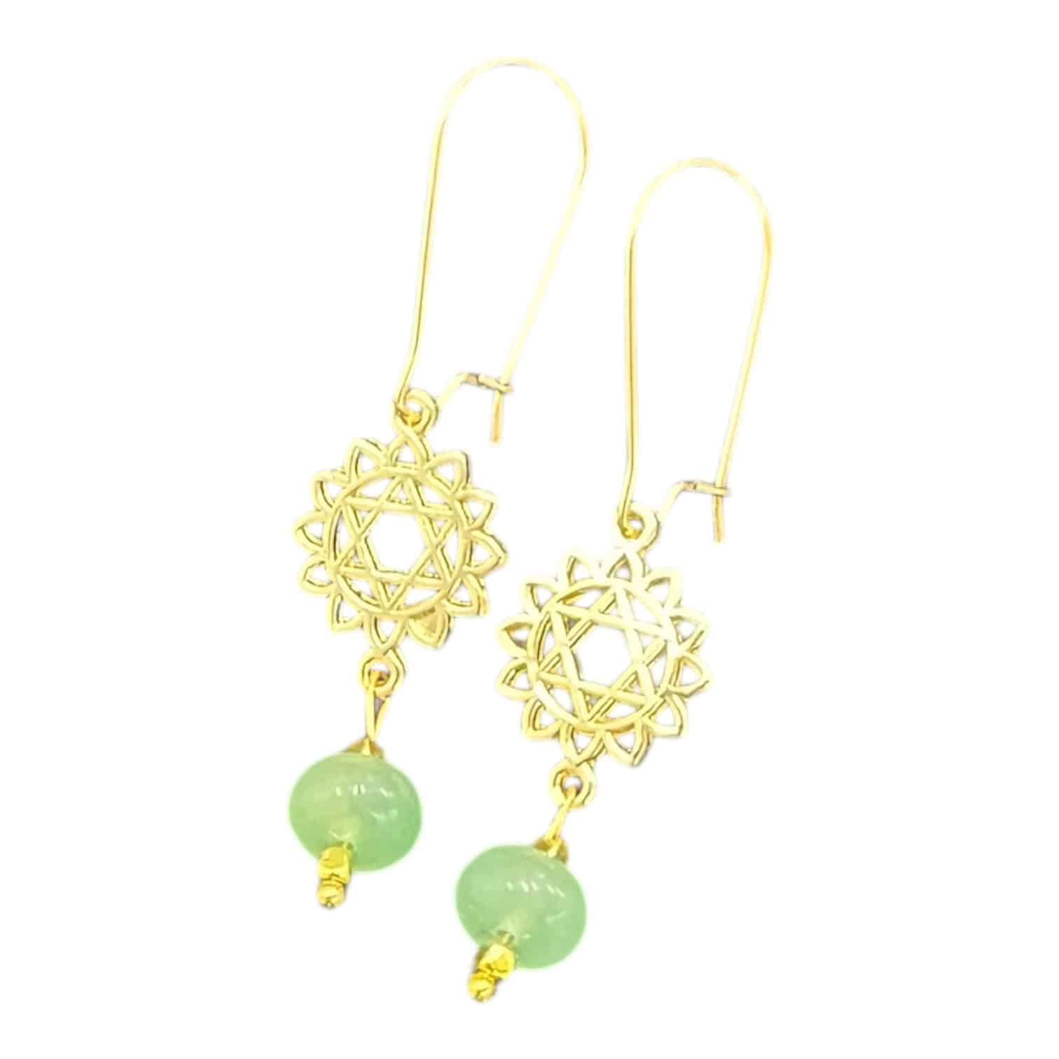 Soft green aventurine meets golden mandala charm in Heart to Heart Earrings — light, happy and full of good energy.