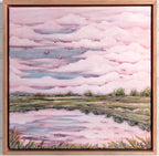 Discover Home by Rebecca Hutchinson—soft pink skies, rural life, and serene Australian landscapes debuting at the Sydney Affordable Art Fair.