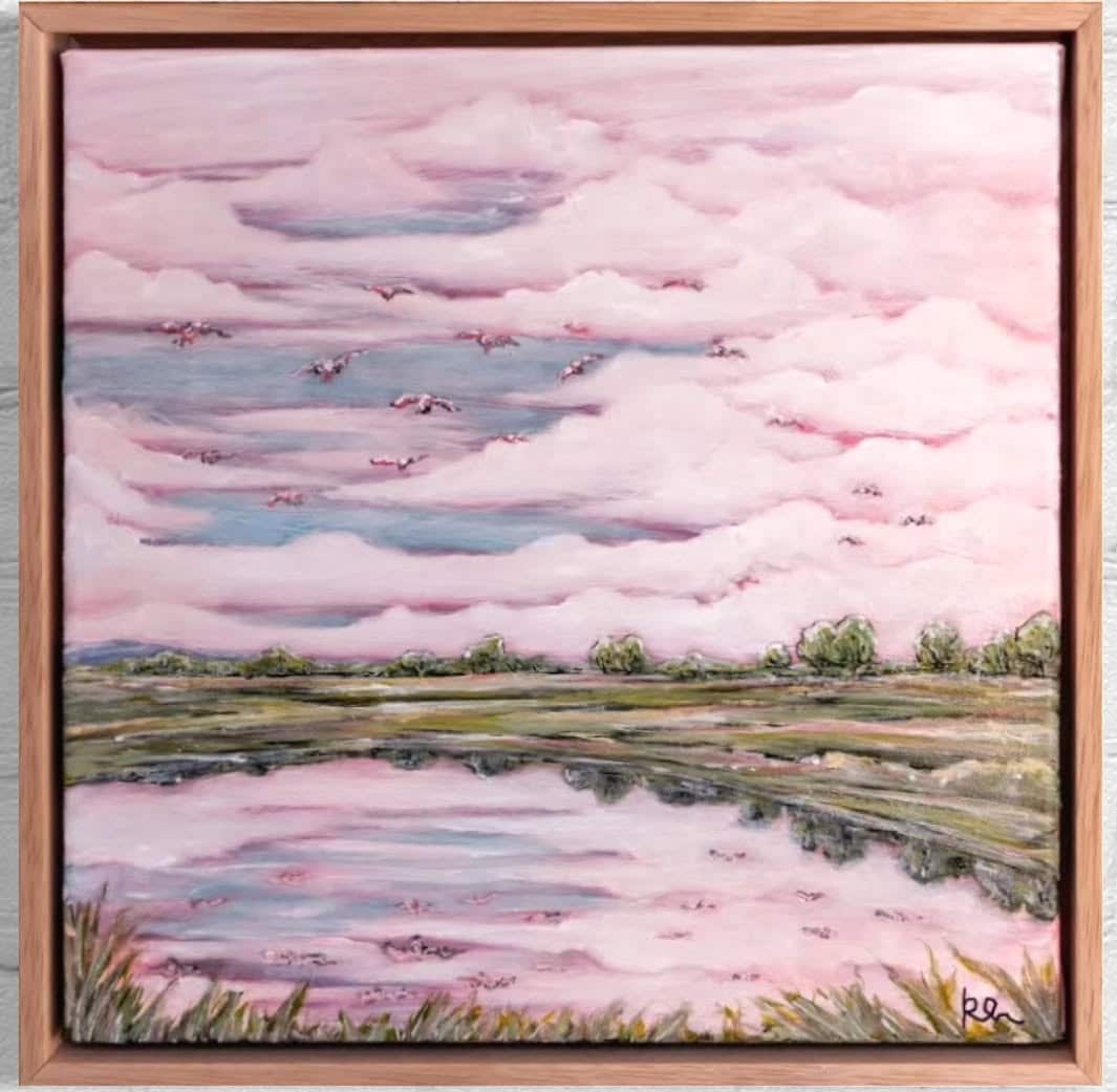 Discover Home by Rebecca Hutchinson—soft pink skies, rural life, and serene Australian landscapes debuting at the Sydney Affordable Art Fair.