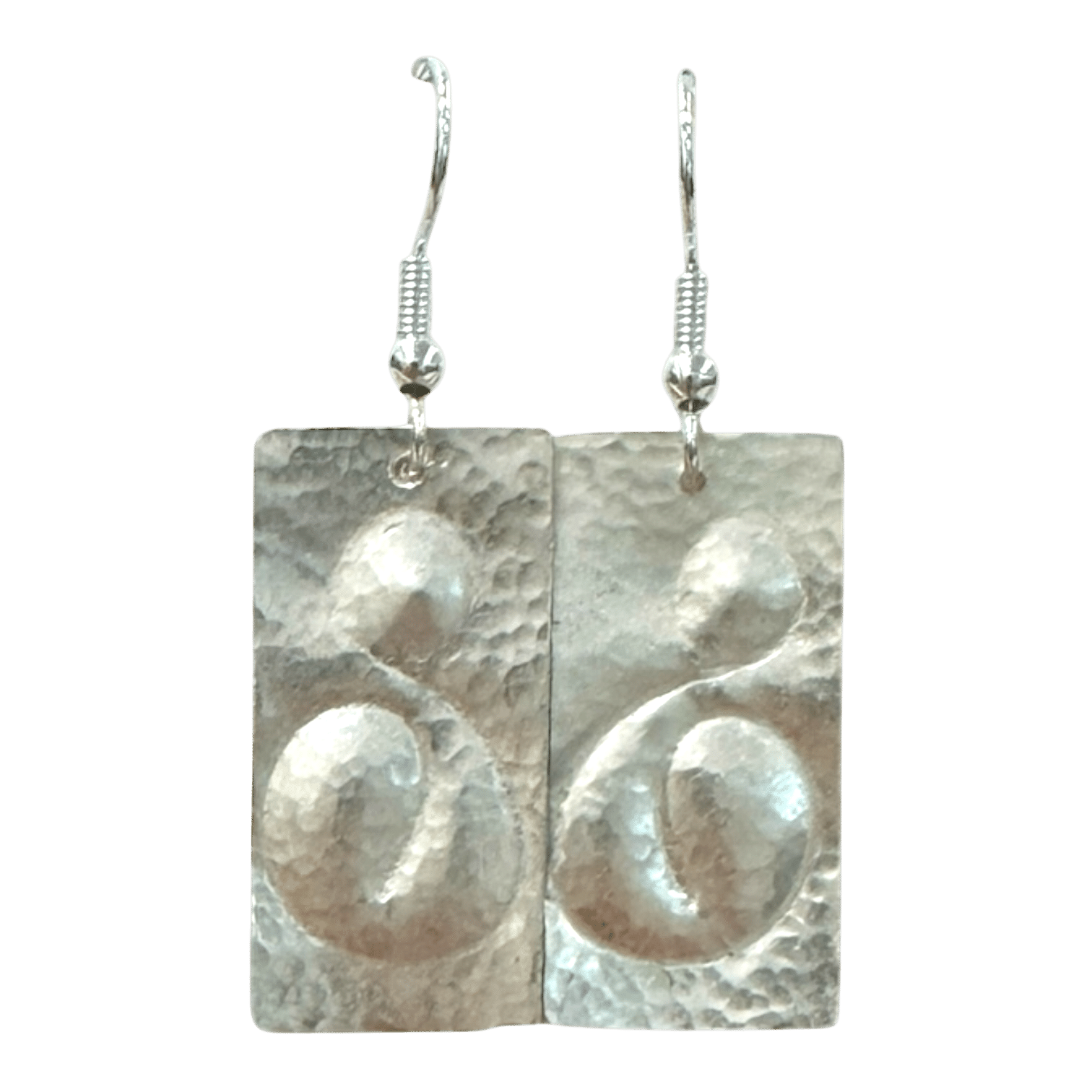 Desert Glyph Earrings – textured, hand-embossed sterling silver earrings by Kevin Sterling inspired by ancient desert markings.
