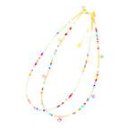 “Flower Power Hour” handmade Art in Stone necklace — enamel flower charms, rainbow beads & semi-precious stones. Fun Australian jewellery.